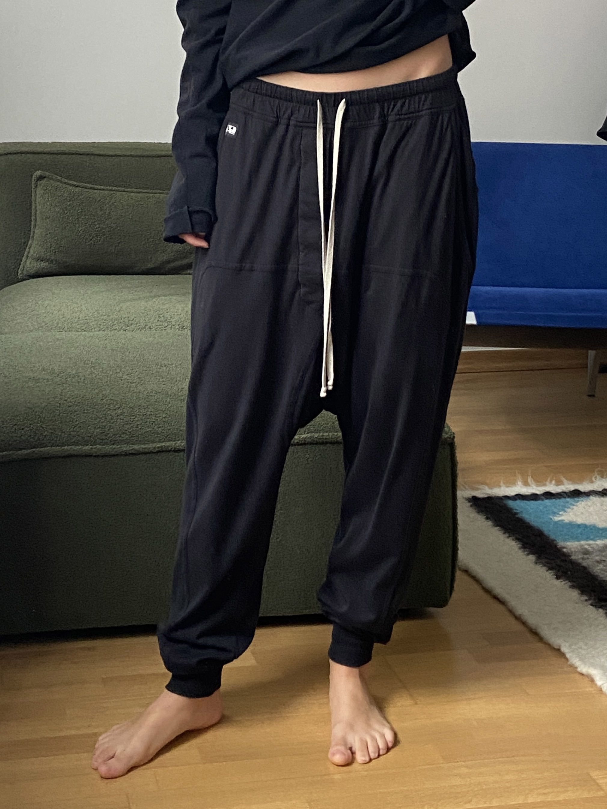image of Rick Owens Drkshdw Ss21 'plegethon' Prisoner Drawstring Pants in Black, Men's (Size 30)