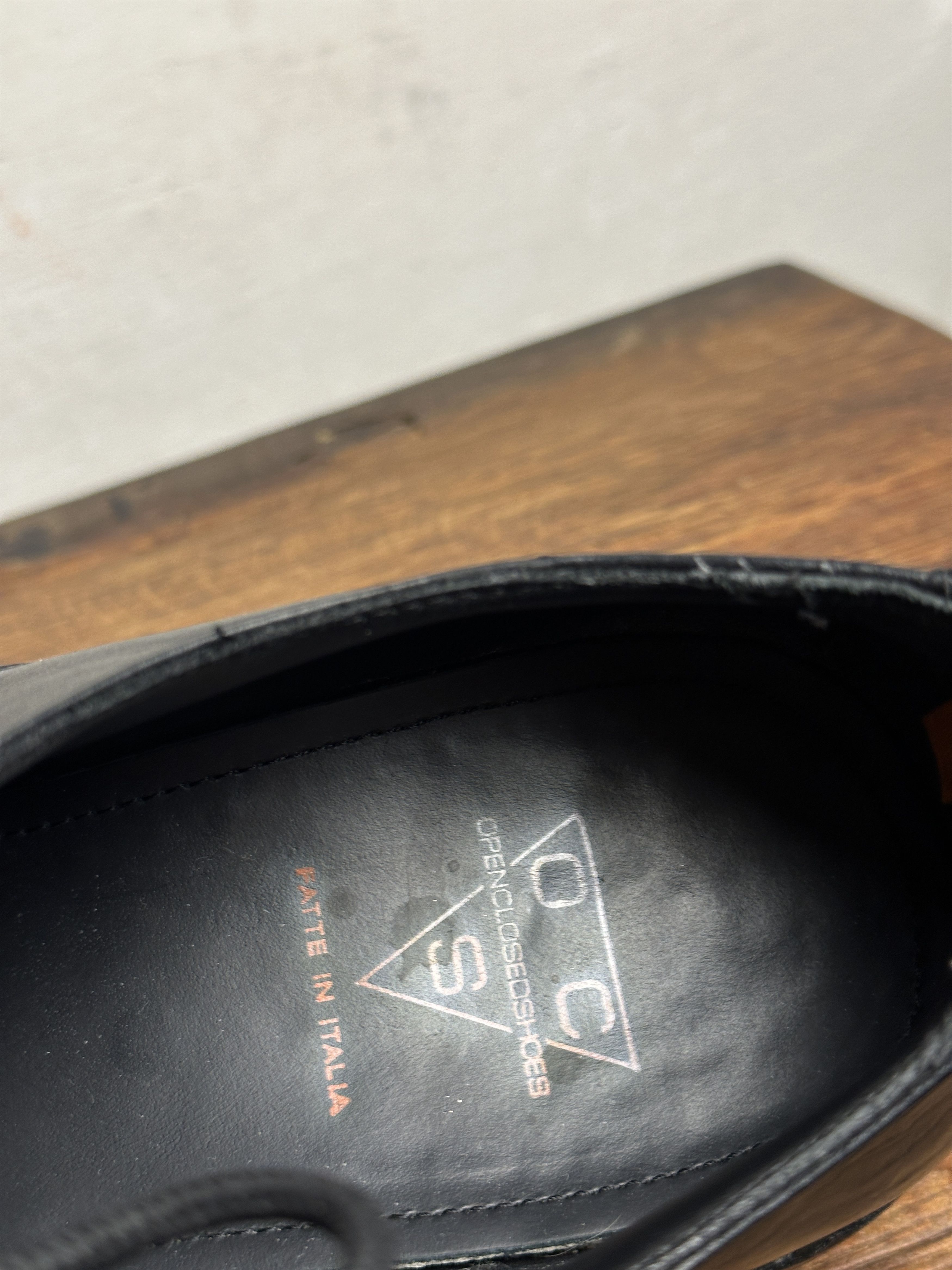 Other Open Closed Burnished Black Leather Shoes Size 43 Italy Size US 10 / EU 43 - 7 Thumbnail