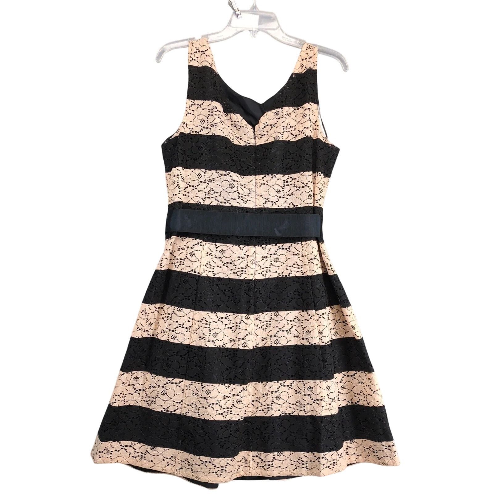 Other Robbie Bee Striped Black & Peach Lace Fit & Flare Dress 14 Size XL / US 12-14 / IT 48-50 - 2 Thumbnail