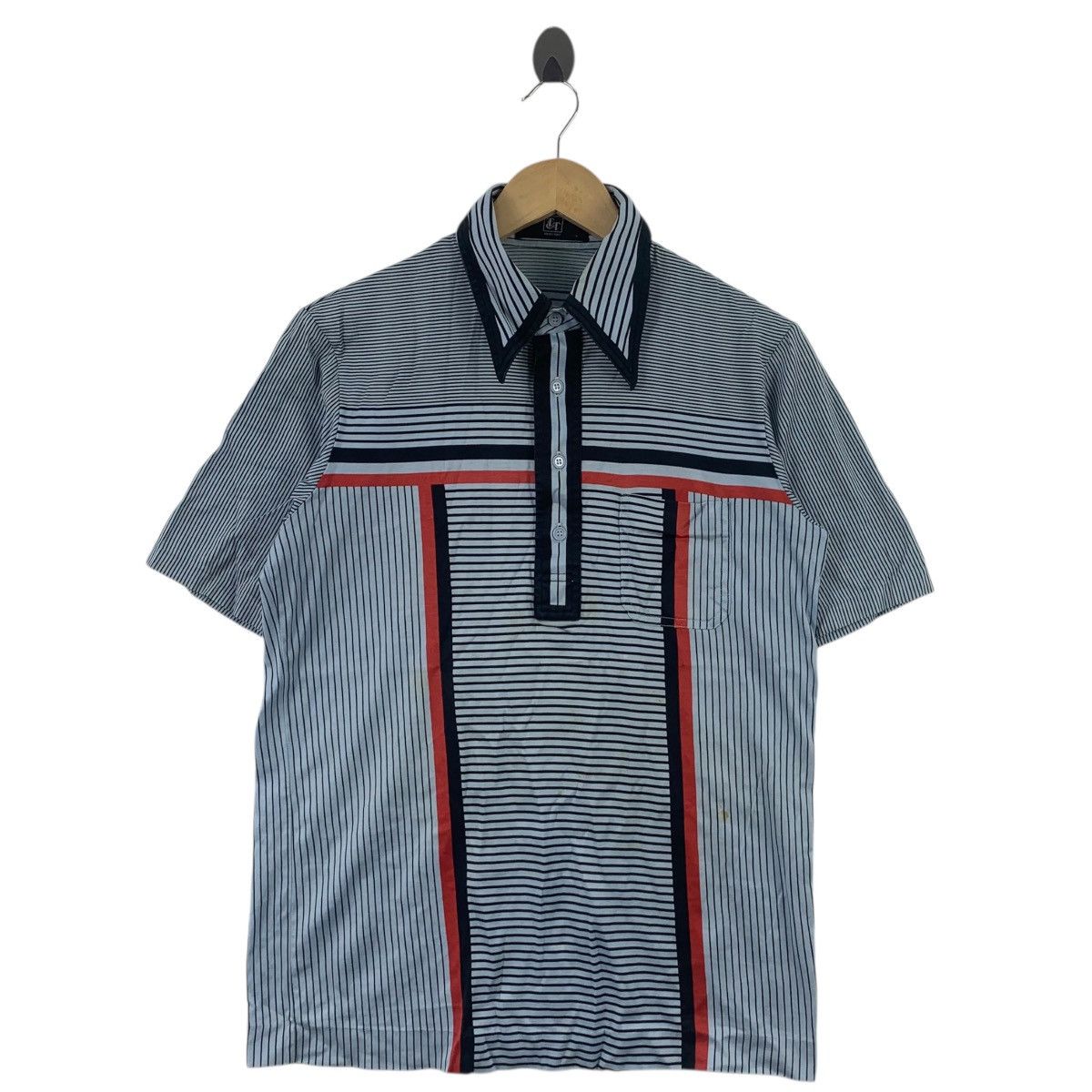 Vintage Vintage 90s T&T JAPAN Men’S Knit Striped Polo Tee Shirt Top Size US L / EU 52-54 / 3 - 4 Thumbnail