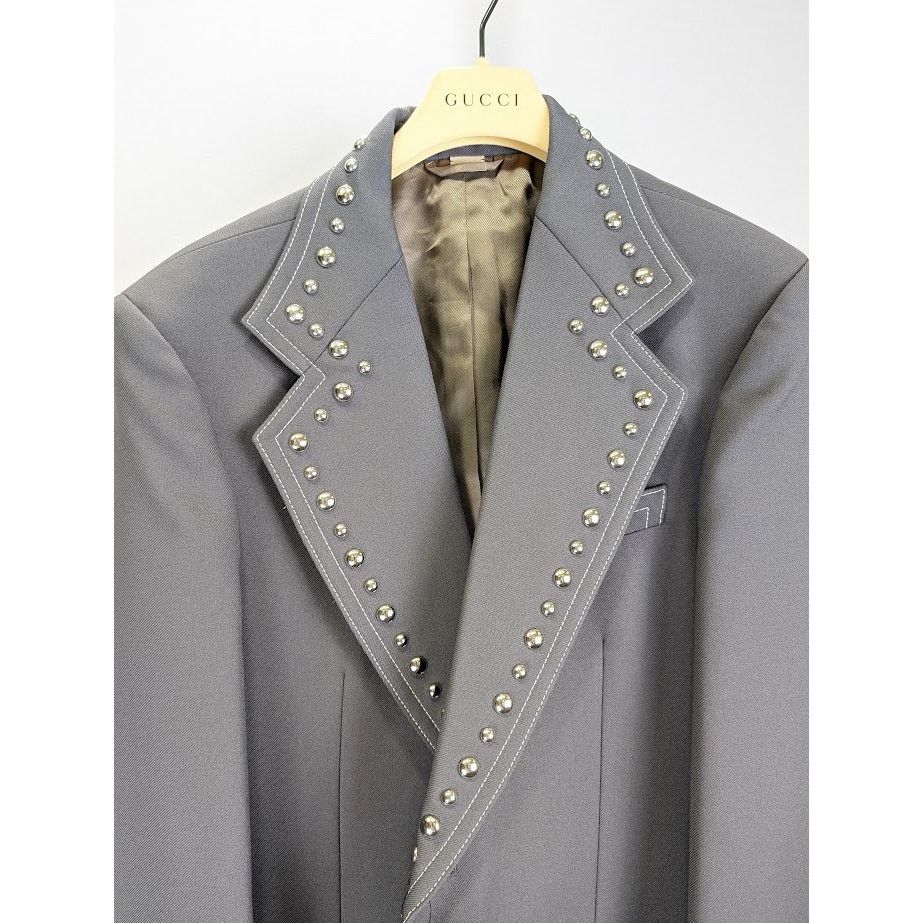 Gucci o1rshd1 Fluid Drill Palace Jacket in Steel Gray Size US L / EU 52-54 / 3 - 3 Thumbnail