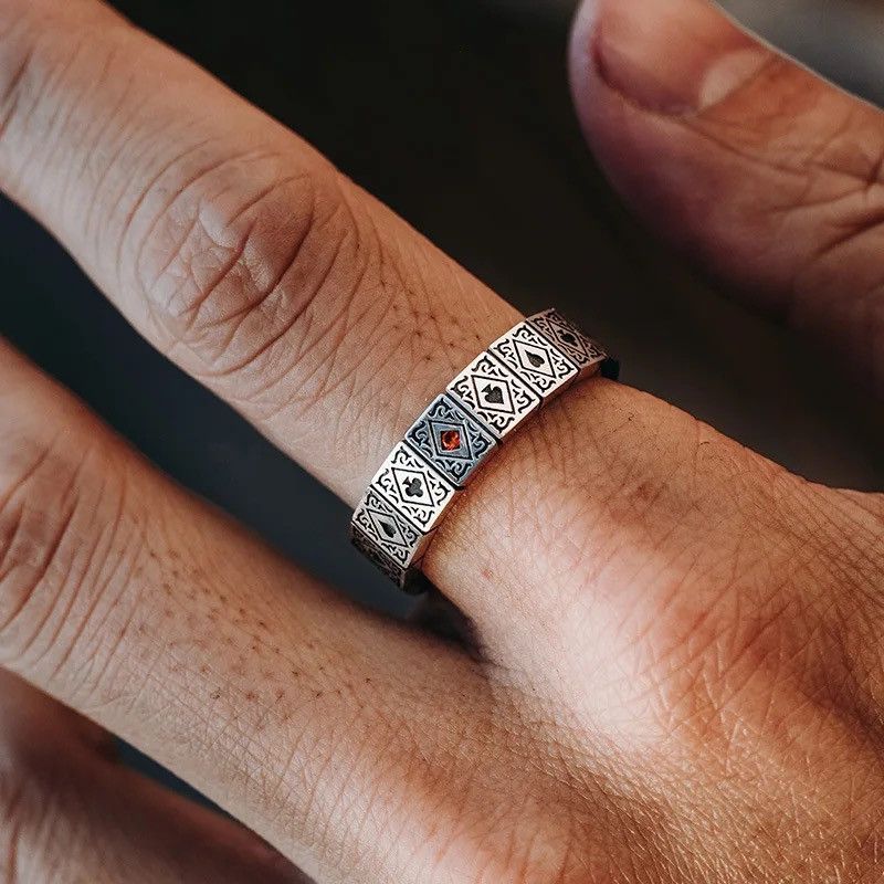 Jewelry Creative Light Crystal Poker Ring Size ONE SIZE - 5 Thumbnail