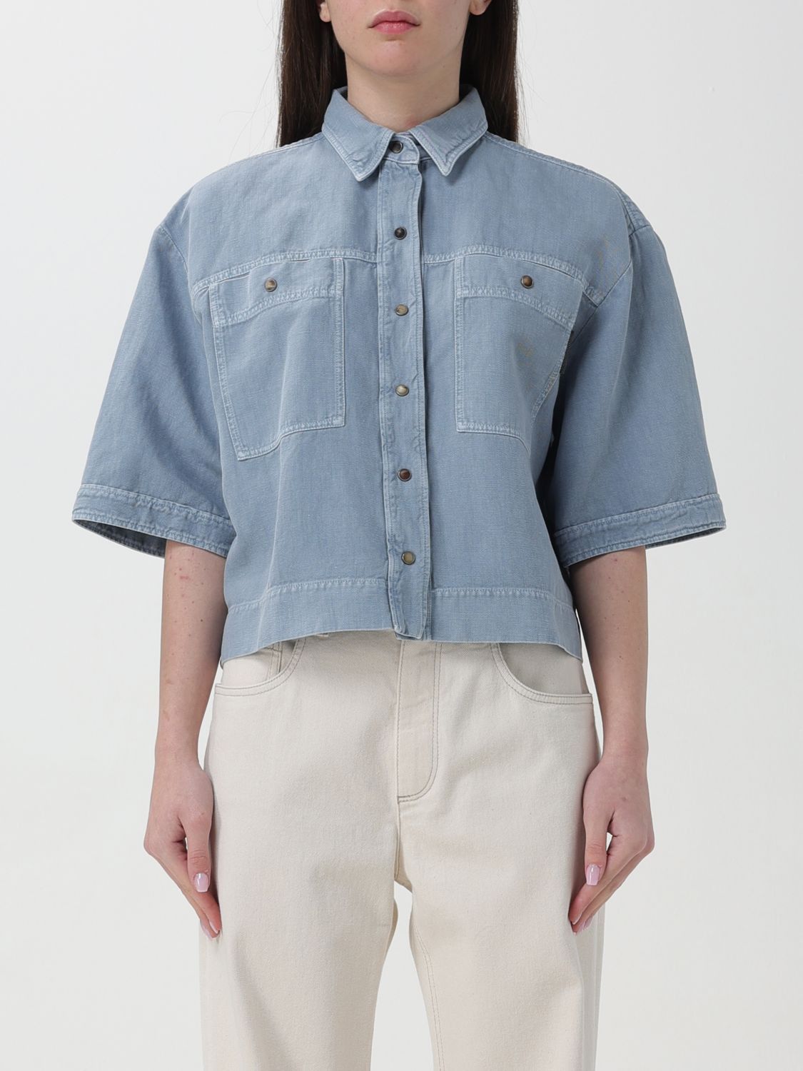 image of Brunello Cucinelli Shirt Woman Blue, Women's (Size Large)