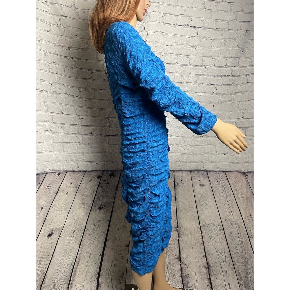 Zara NWT Zara Textured Blue Anne Dress Stretch Fitted Long Sleev Size L / US 10 / IT 46 - 5 Thumbnail