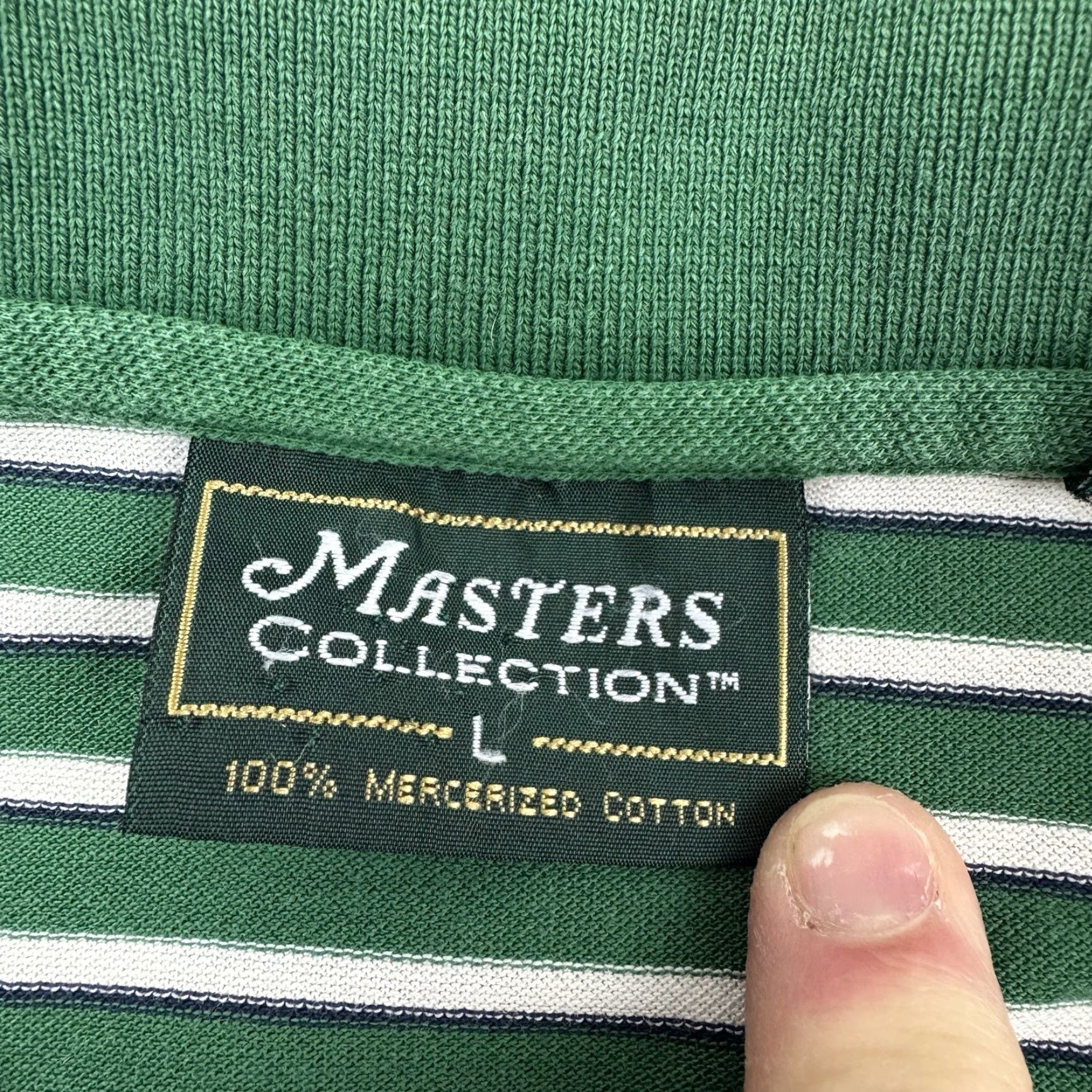 Vintage VINTAGE Masters Polo Shirt Adult Large Green Striped Golf Sports 90s Classic Polo Mens Size US L / EU 52-54 / 3 - 4 Thumbnail