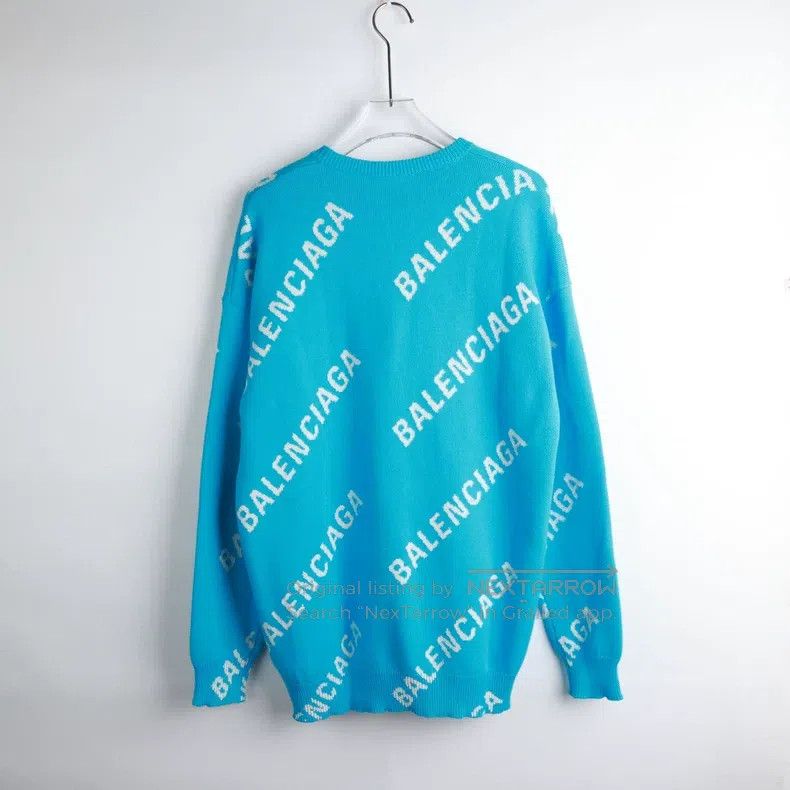 Balenciaga Balenciaga Full Logo Pattern Round Neck Sweater Size S / US 4 / IT 40 - 2 Thumbnail