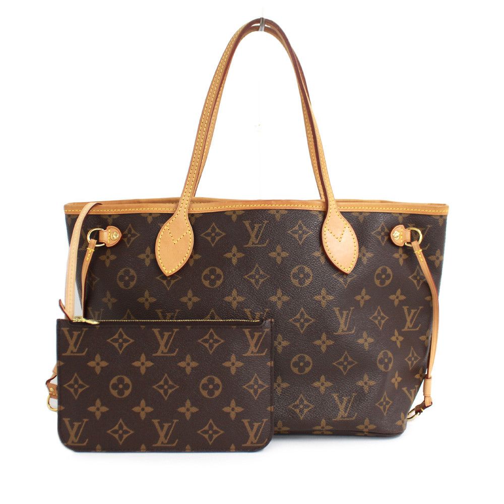 Louis Vuitton Neverfull PM Monogram Tote Bag Shoulder Bag With Pouch Leather Brown