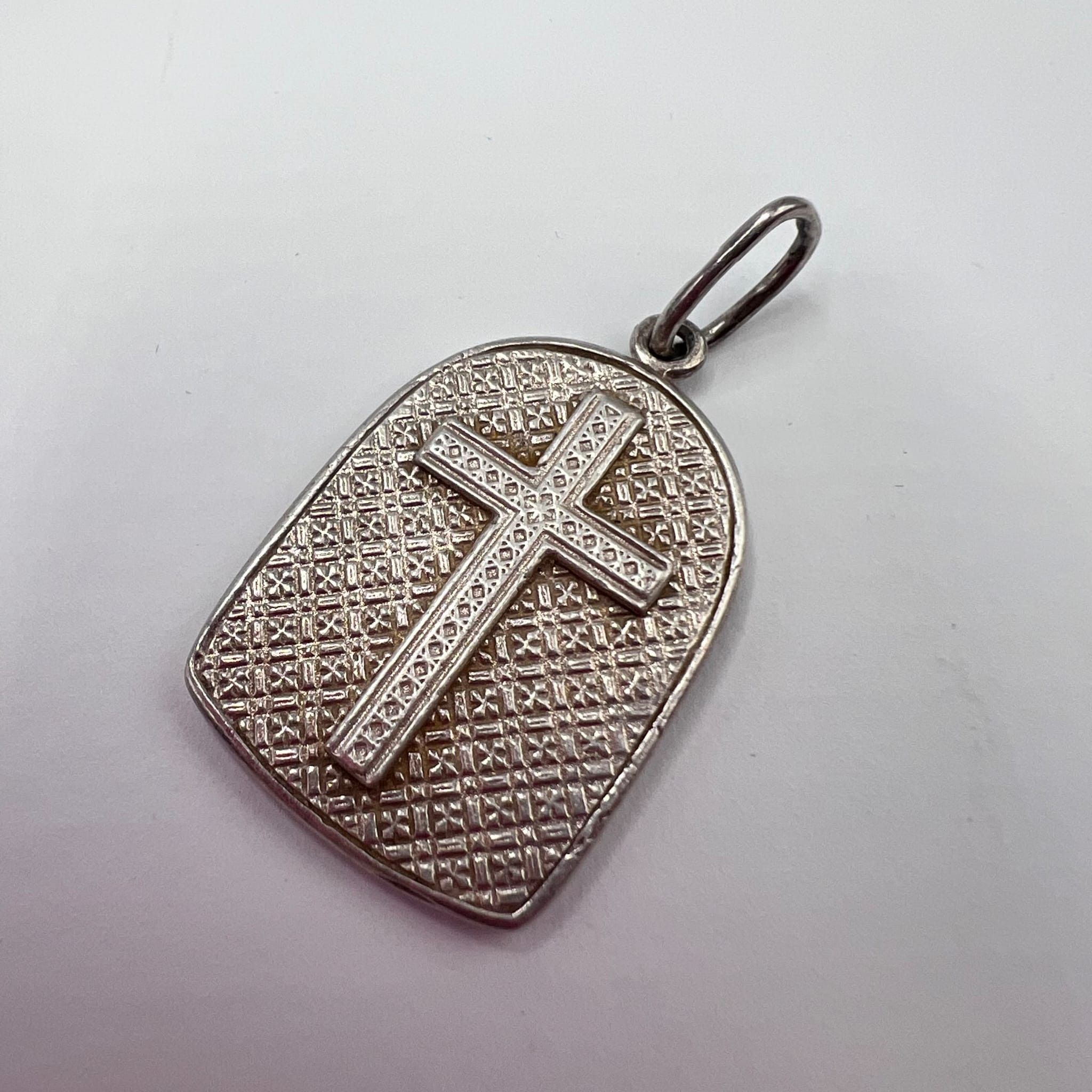 Sterling Silver Vintage Sterling Silver 925 Pendant Cross & Virgin Mary Size ONE SIZE - 5 Thumbnail
