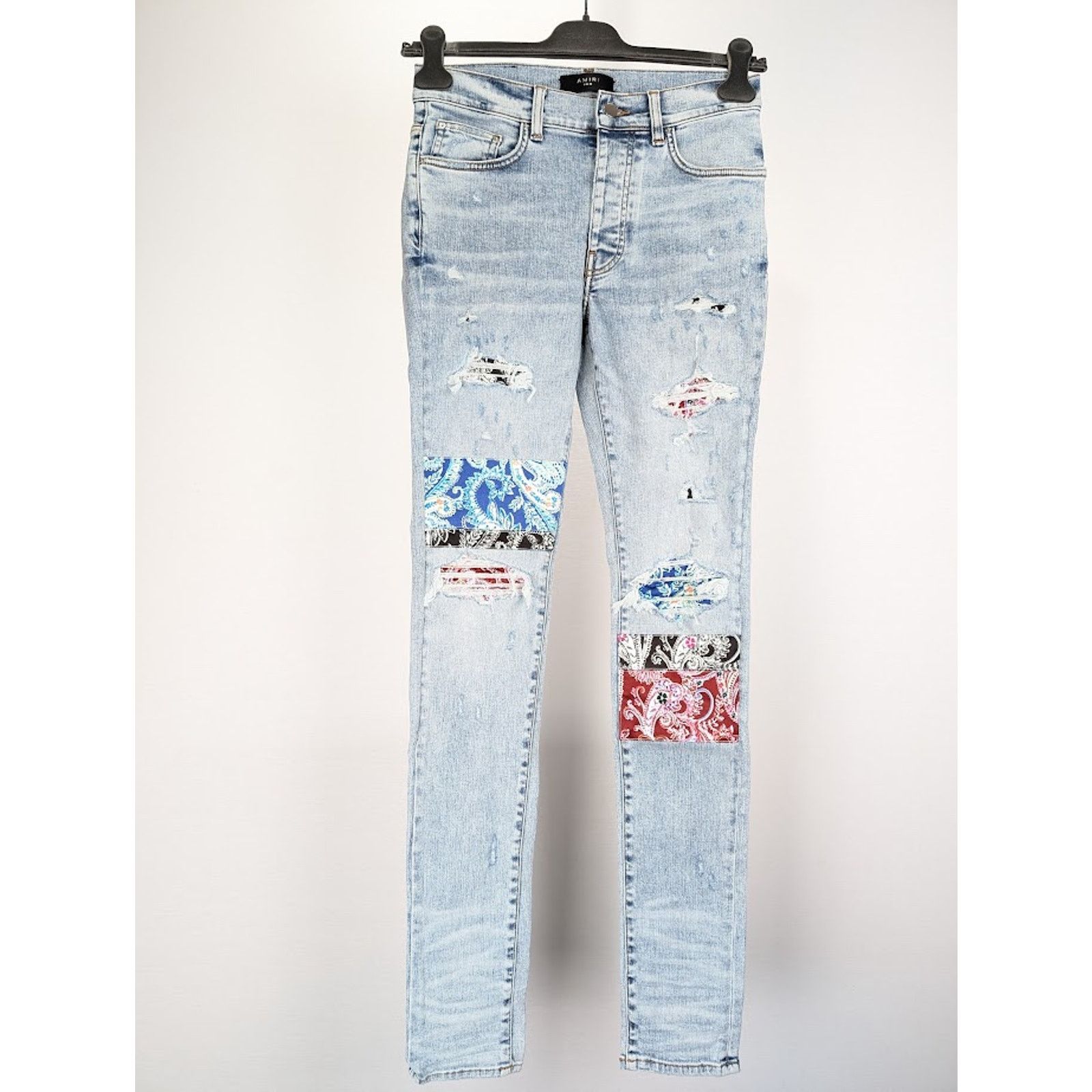 Amiri o1rshd1 Pajama Art Patch Jeans in Light Blue Size US 32 / EU 48 - 2 Thumbnail