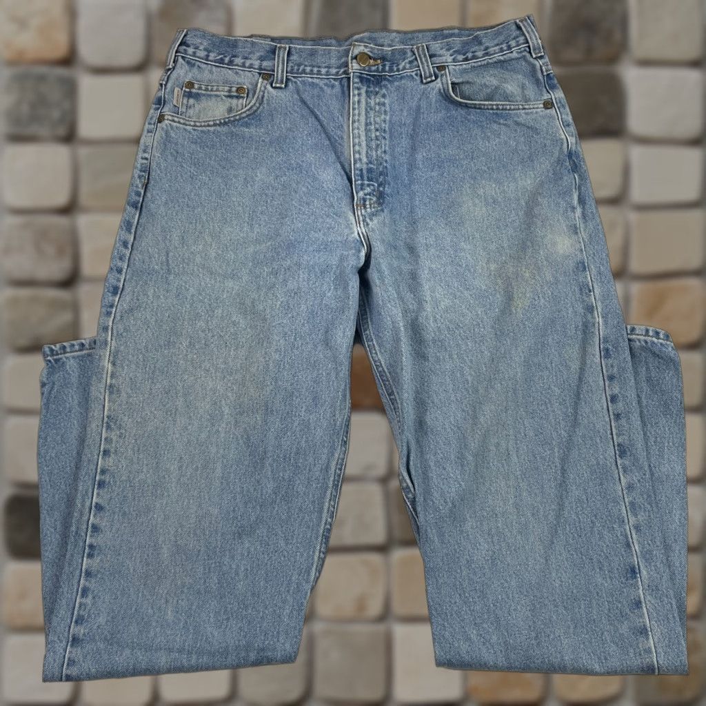 Carhartt Carhartt Jeans Mens 38 x 34 Blue Relaxed Straight Medium Wash Workwear Denim Boys Prime B17 Size US 38 / EU 54 - 1 Thumbnail