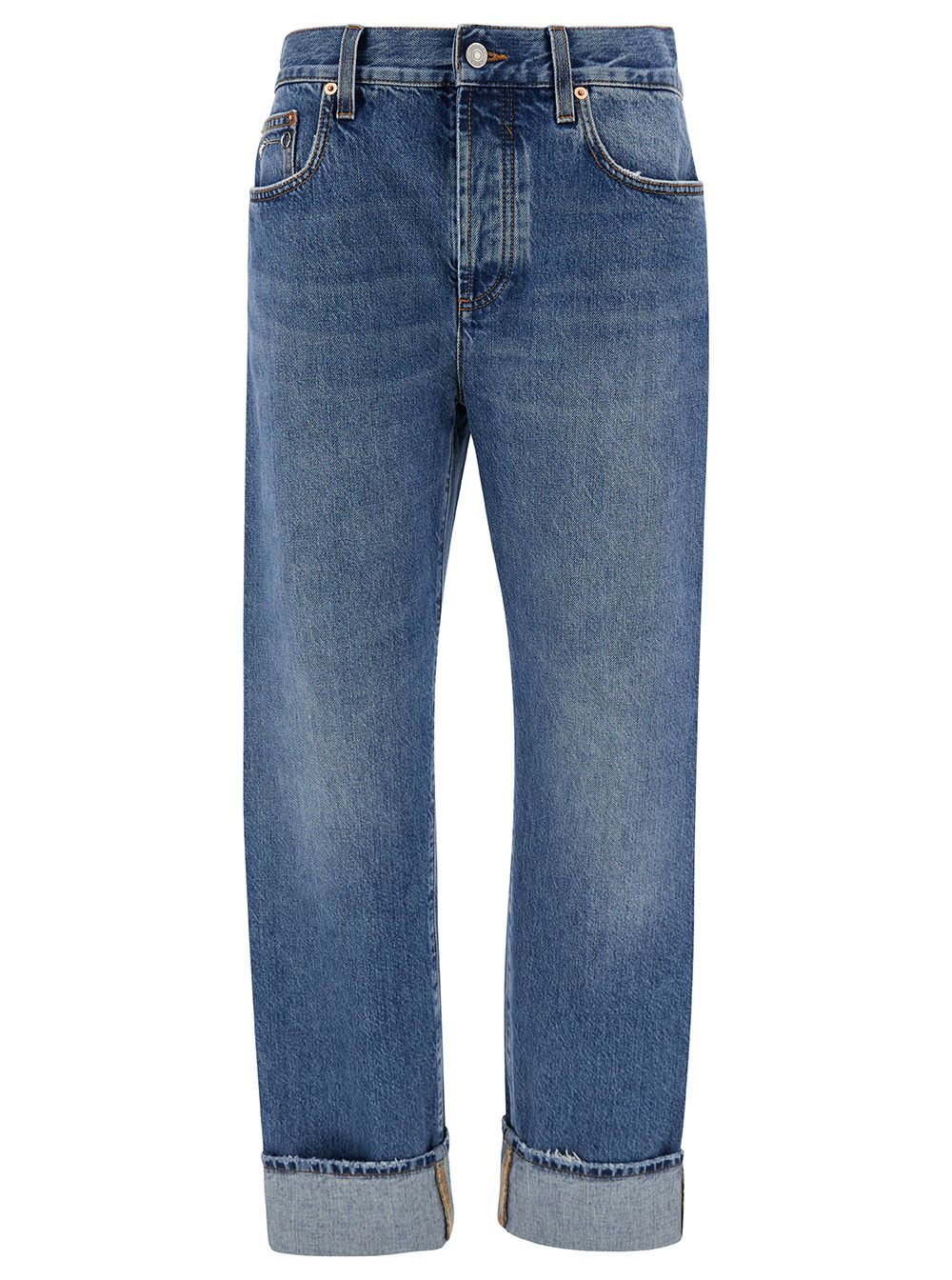 Gucci '90's' Light Blue Jeans with Horsebit Detail and Turn-Up Hem in Cotton Denim Woman Size 29" - 1 Thumbnail
