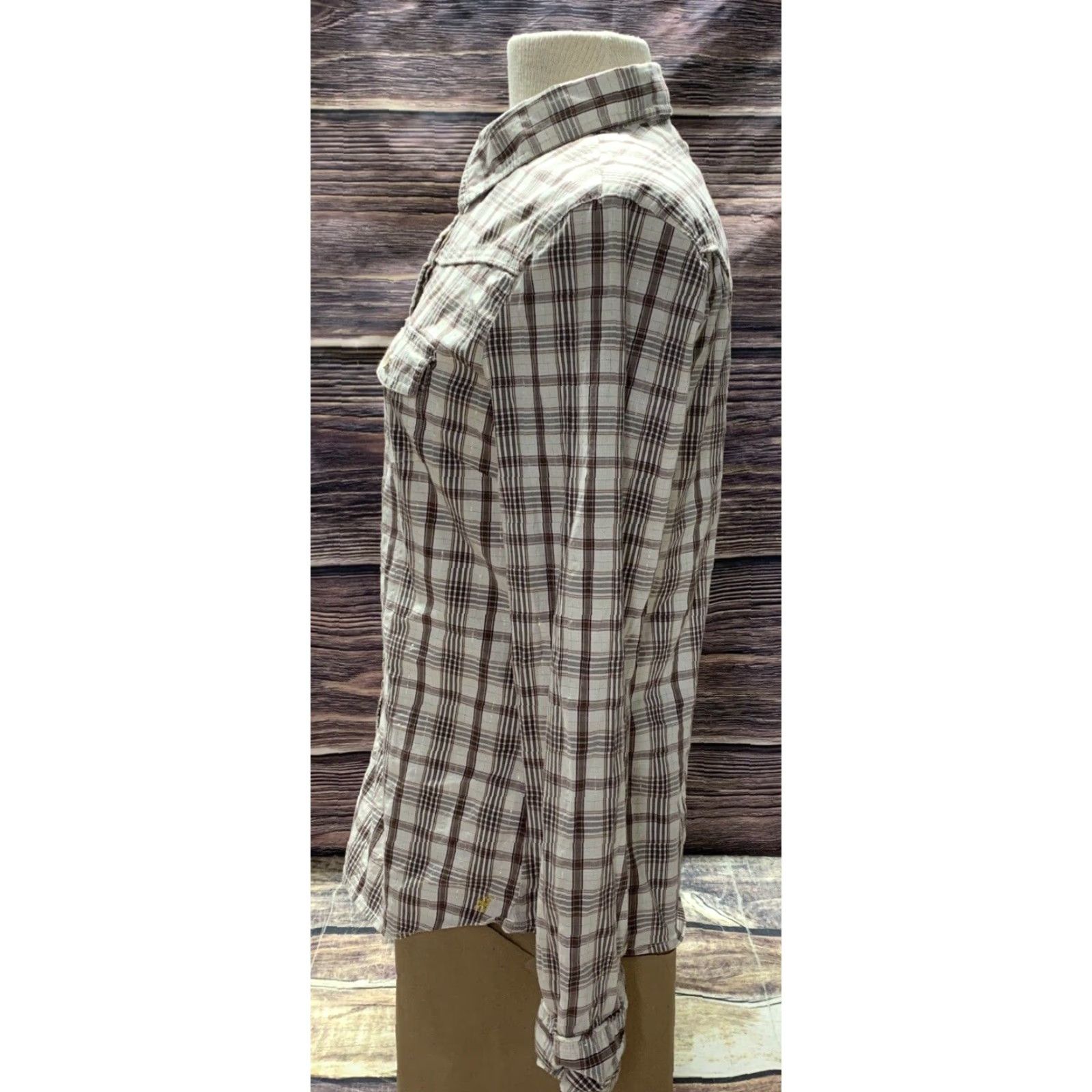 Old Navy Old Navy Pearl Snap Shirt Pearl Snap Western Style Size Medium 2 Front Pockets Brown White Burgandy Men Size US M / EU 48-50 / 2 - 5 Thumbnail