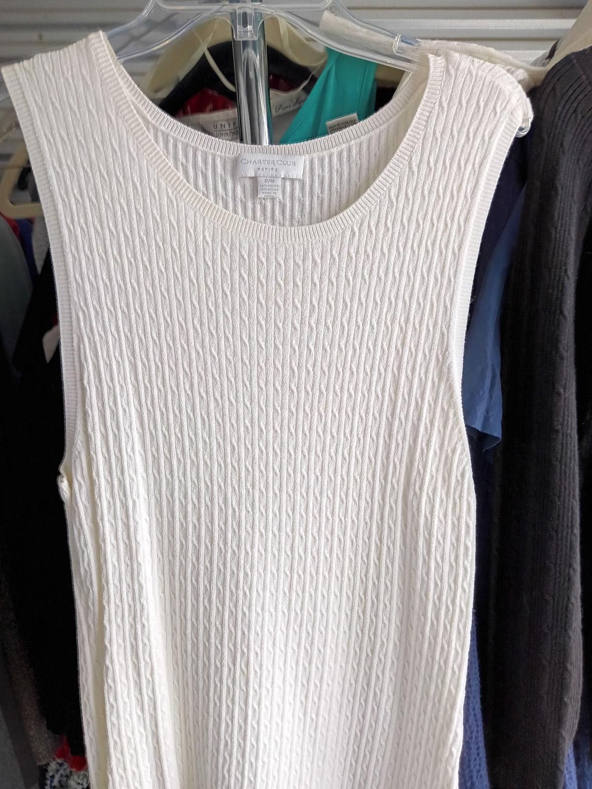 Charter Club Charter Club Women's White Ribbed Sleeveless Top Size M / US 6-8 / IT 42-44 - 3 Thumbnail