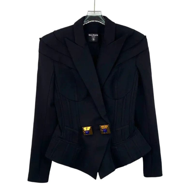 Balmain Balmain Black Wool Lady's Jacket Size S 0089 Size S / US 4 / IT 40 - 1 Thumbnail