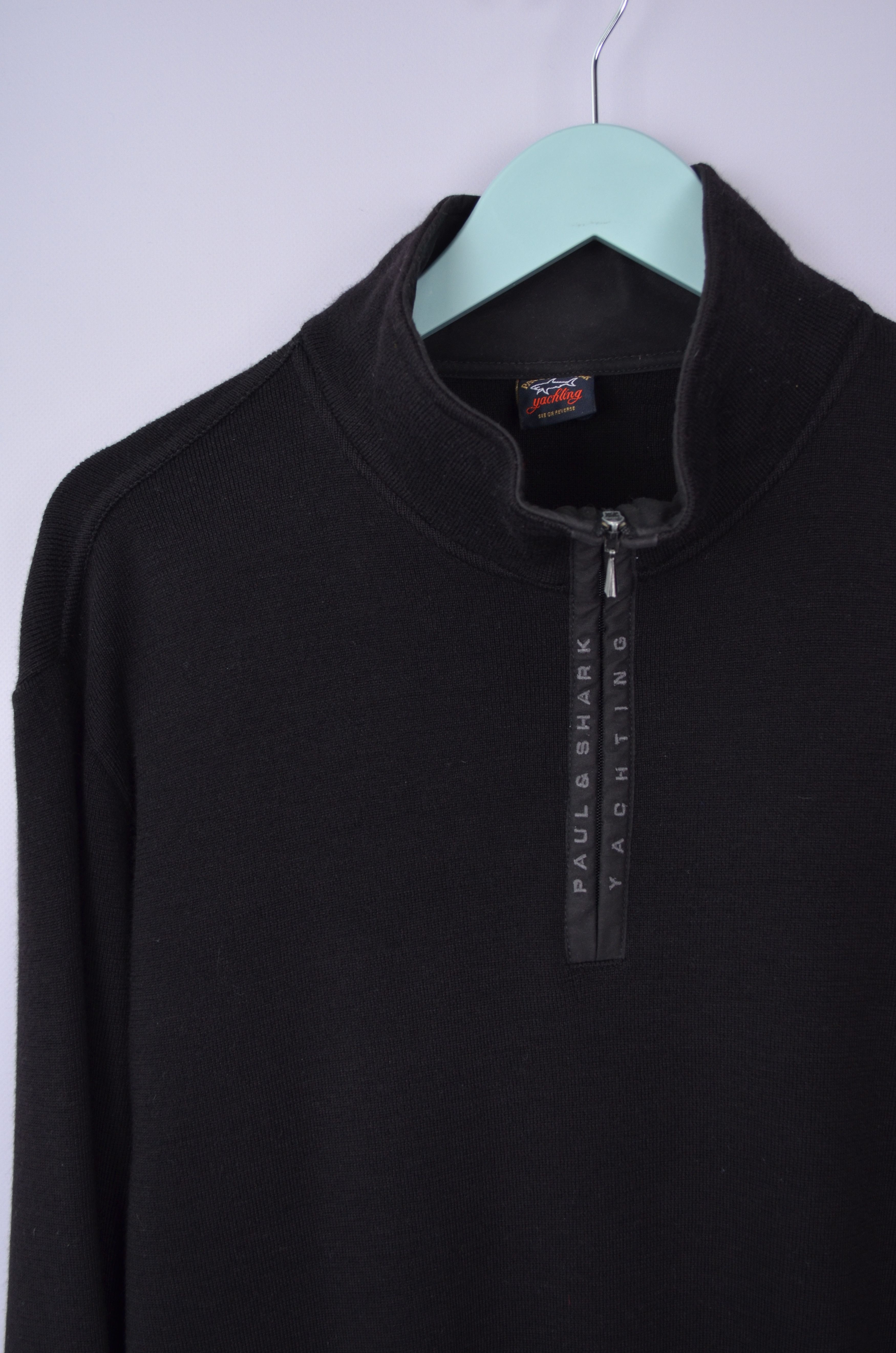 Designer × Paul & Shark Mens Paul & Shark 1/4 Zip Neck Wool Black Sweater Size L Size US L / EU 52-54 / 3 - 3 Thumbnail