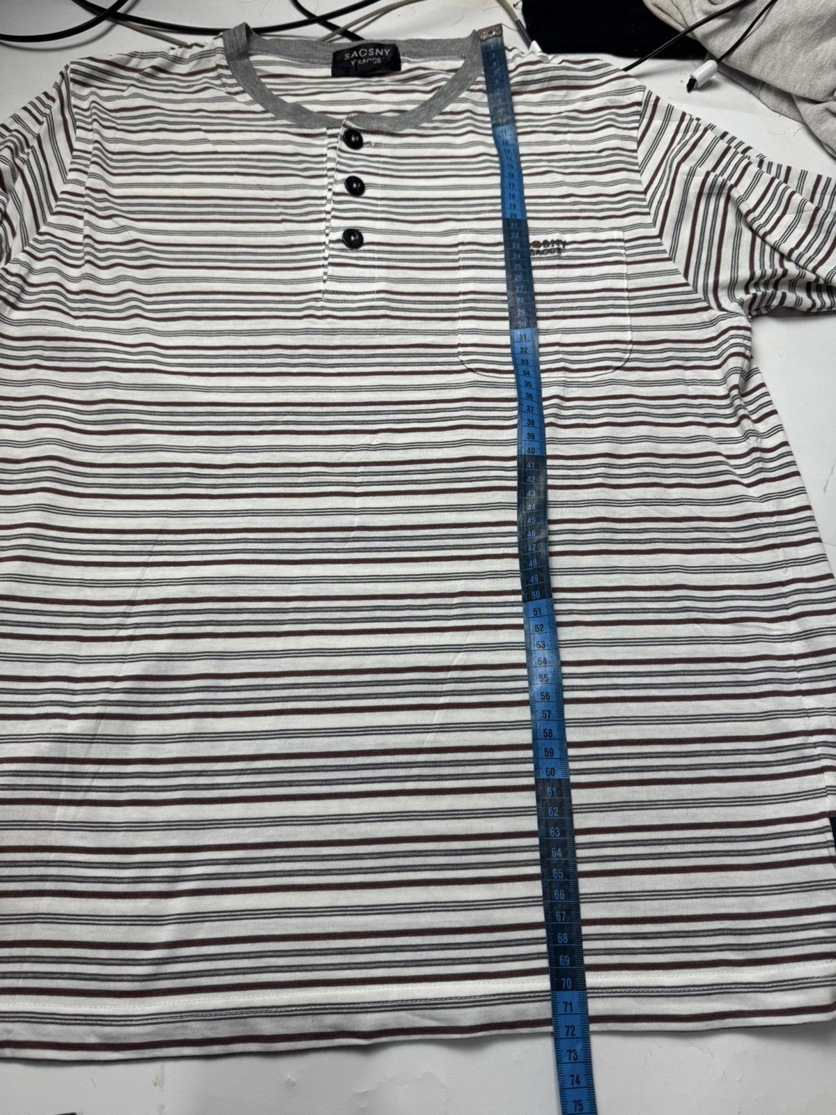 Yohji Yamamoto Yohji Yamamoto Stripe Tees Button Y'Saccs Size US L / EU 52-54 / 3 - 6 Thumbnail