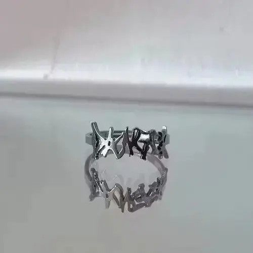 Danger Ring Spike Graffiti Goth Punk Rock Jewelry Anarchy in Silver, Men's