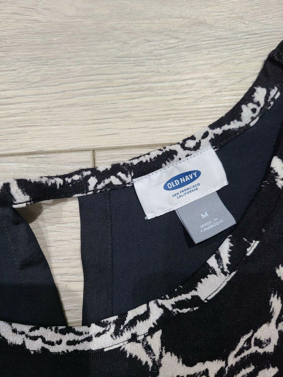 Old Navy Old Navy Top Medium Long Sleeve Black White Paisley Hi Low Size M / US 6-8 / IT 42-44 - 3 Thumbnail