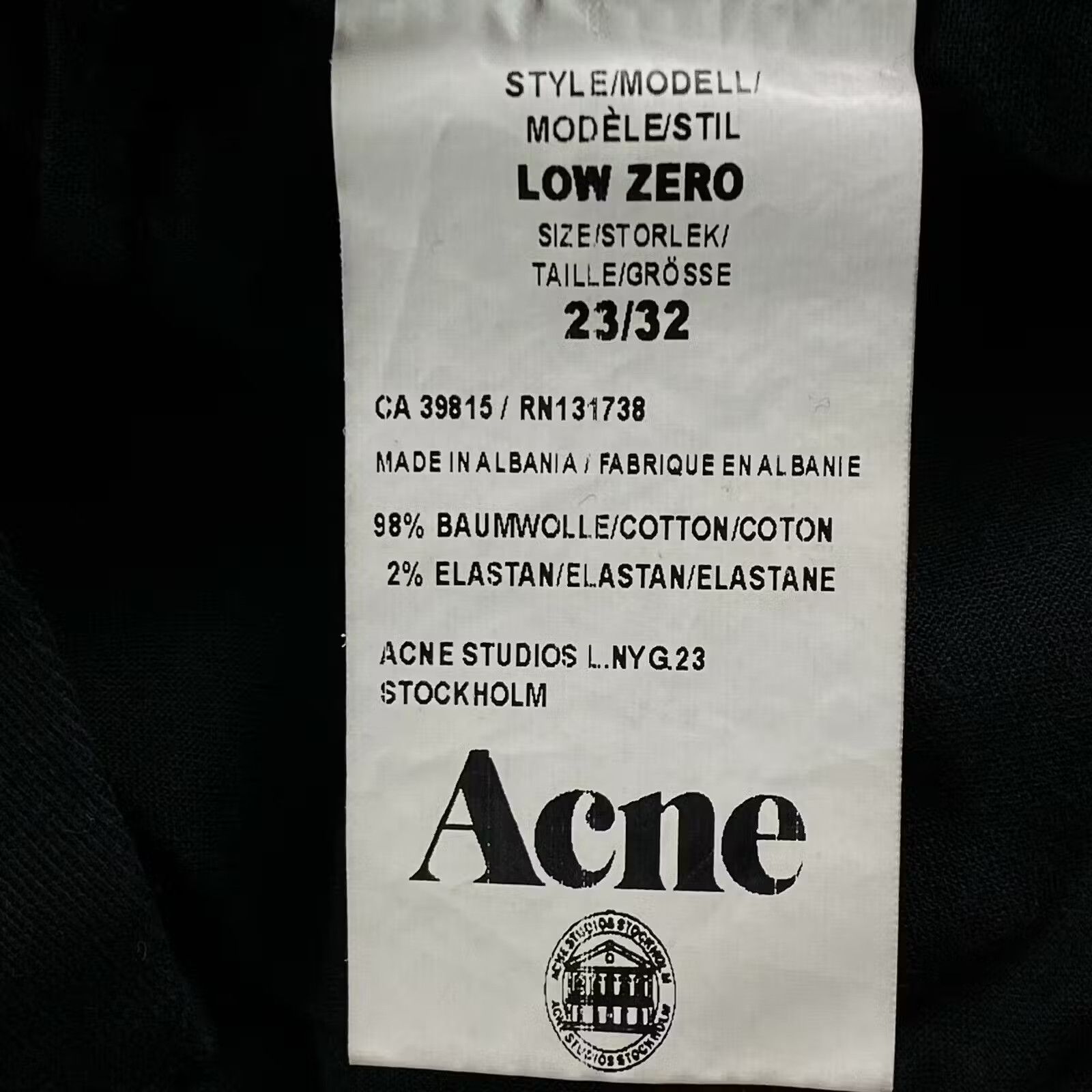 Acne Studios Womens Jeans Acne Studios Size 23 Black Size 23" - 5 Thumbnail