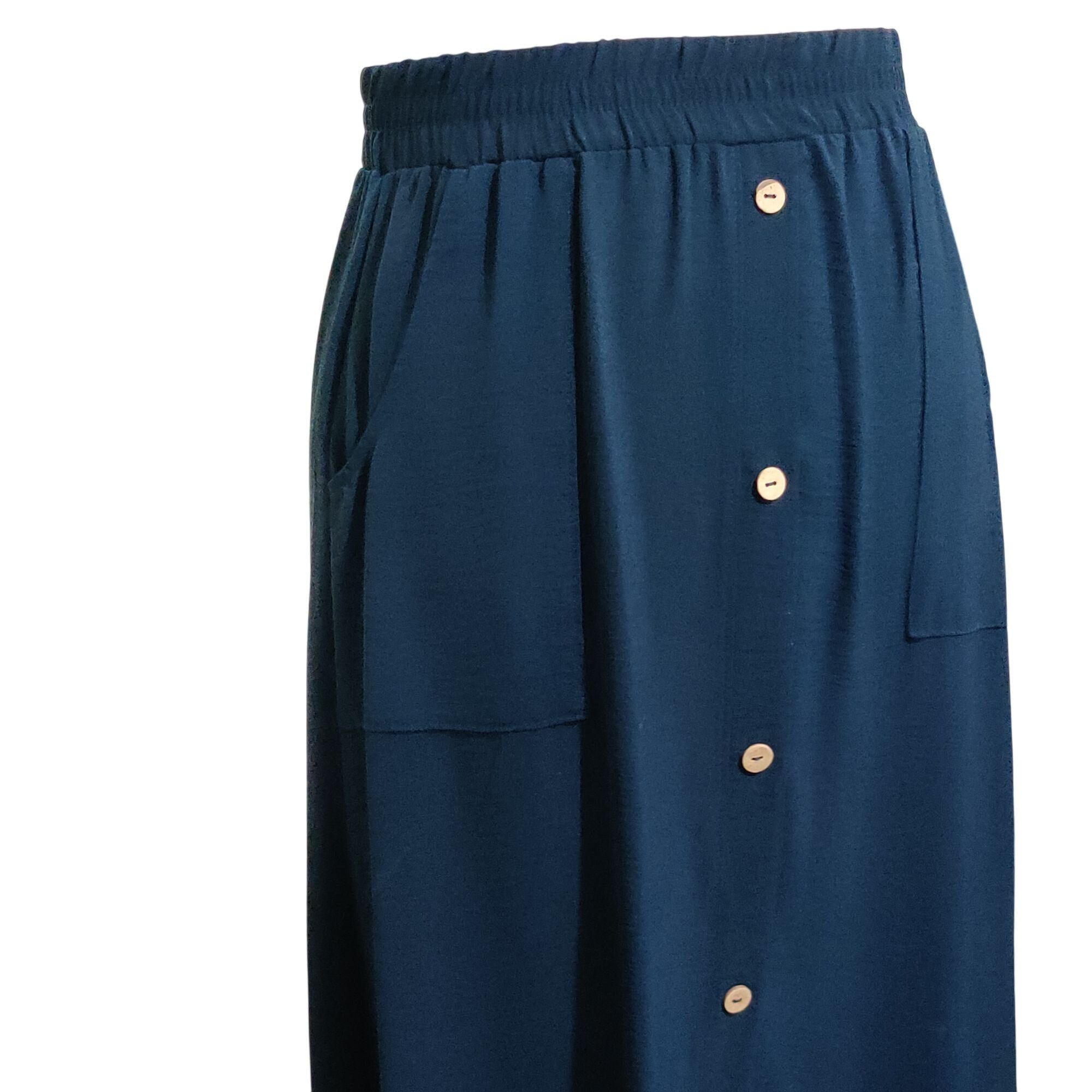 Other Emi & Joe L Navy Blue Midi Skirt Pockets Button Detail Flowy Size 34" / US 12 / IT 48 - 8 Thumbnail