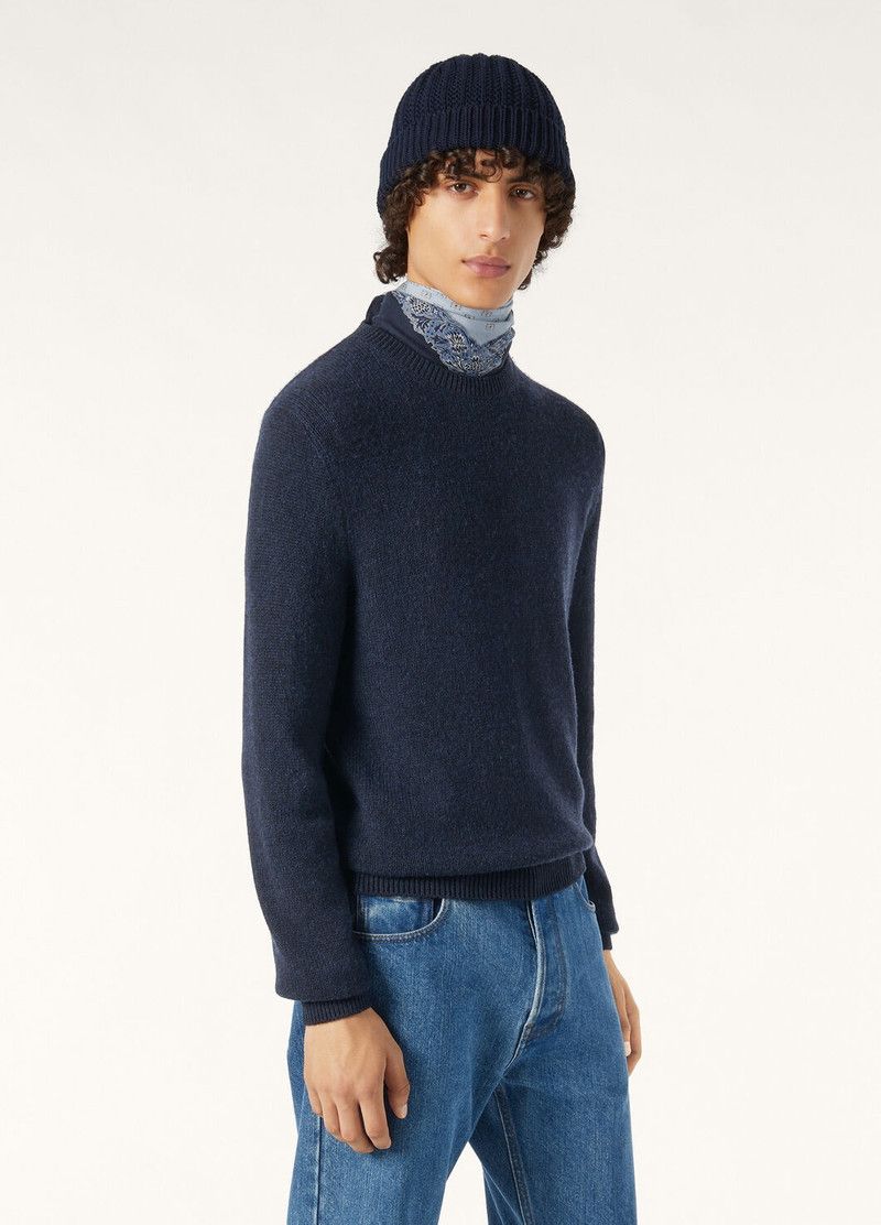 Loro Piana o1w1db10126 FAO2891 Fobello Crewneck Sweater in Blue Size US L / EU 52-54 / 3 - 4 Thumbnail