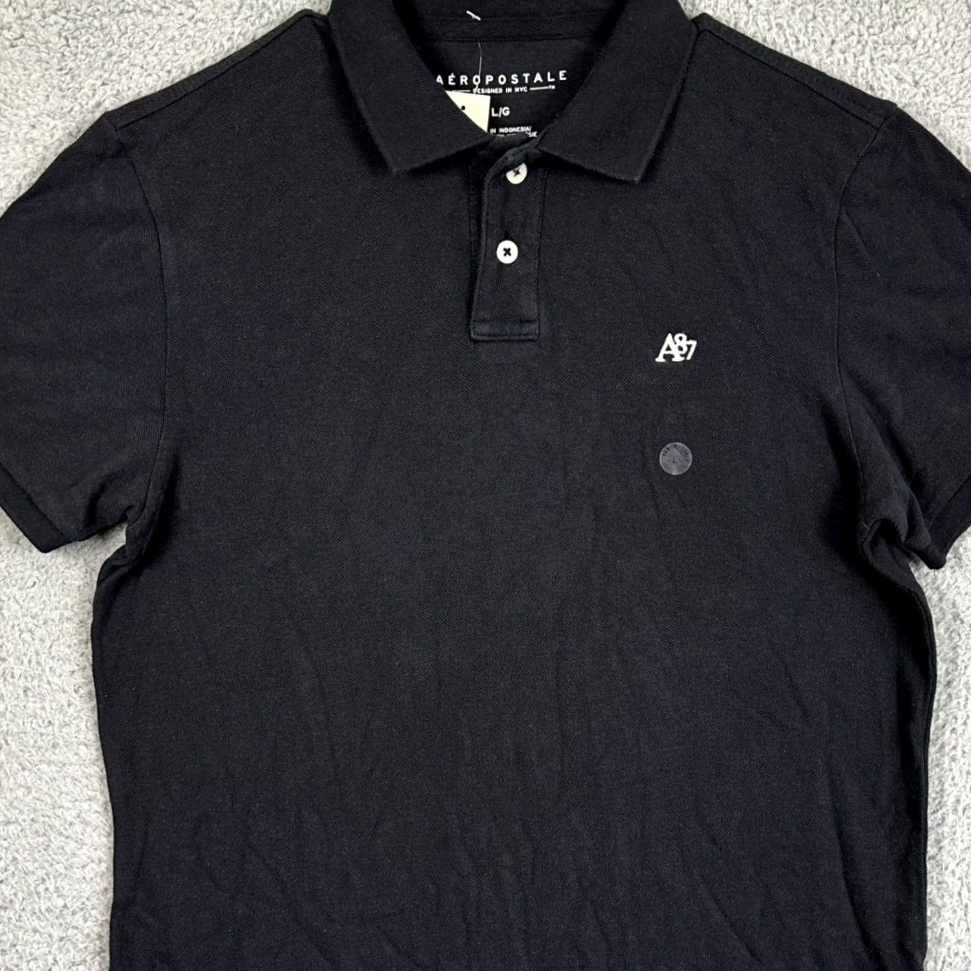 Aeropostale VINTAGE: No (omit) Aeropostale Polo Shirt Mens Large Black Short Sleeve Rugby Slim Fit Casual NEW Size US L / EU 52-54 / 3 - 2 Thumbnail