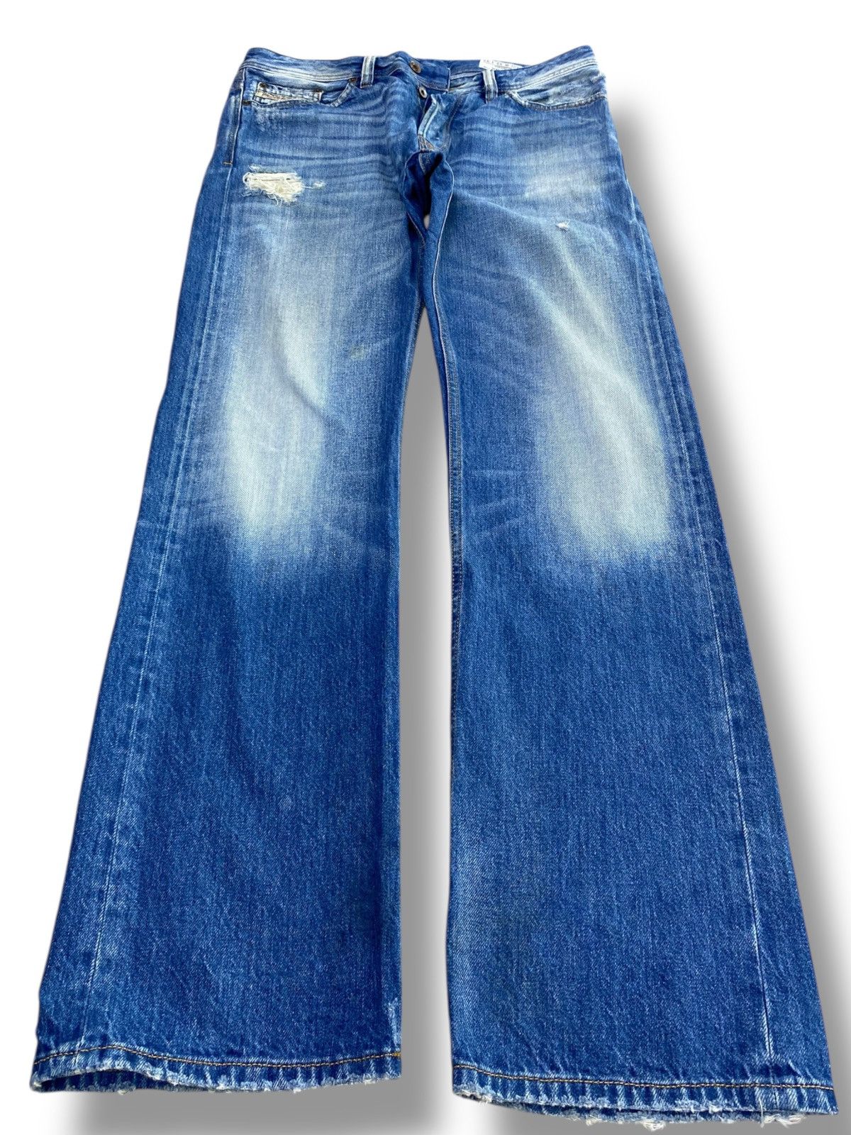 Diesel Diesel Viker Blue Faded Wash Style Ripped Jeans Size US 34 / EU 50 - 1 Thumbnail