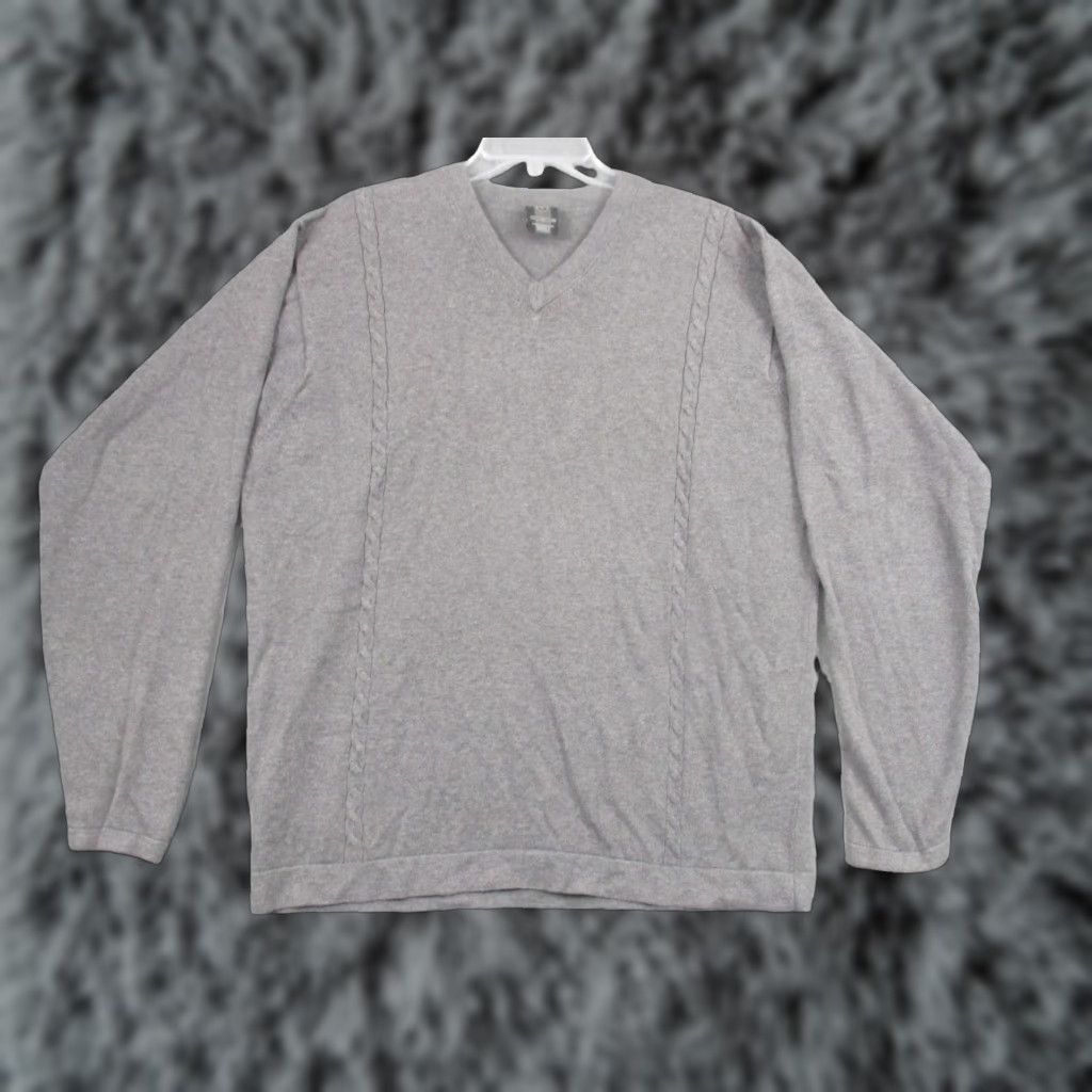 Nike VINTAGE Nike Sweater Mens XL Gray V Neck Cable Knit Cotton Pullover Golf Size US XL / EU 56 / 4 - 1 Thumbnail