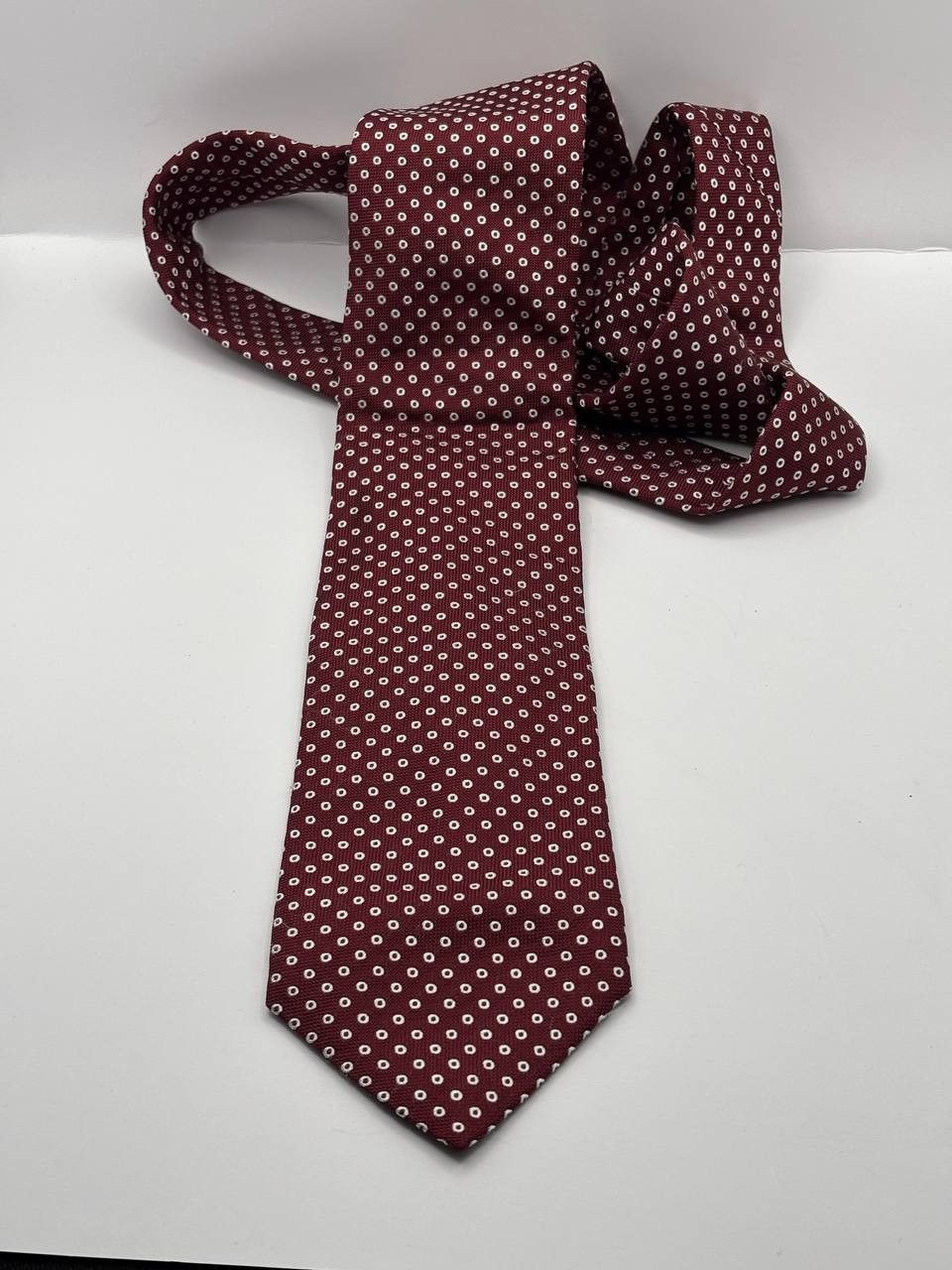 Boggi Boggi Milano Italy Burgundy Silk Geometric Tie Size ONE SIZE - 4 Thumbnail