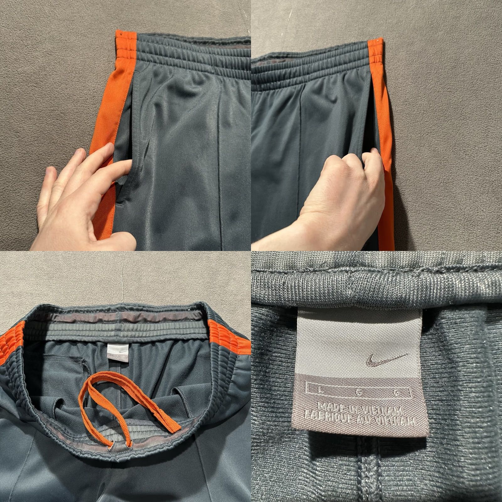 Nike VINTAGE Nike Track Pants Mens Large Gray Polyester Straight Relaxed Fit Swoosh Air Force Falcons Football Size US 33 - 8 Thumbnail