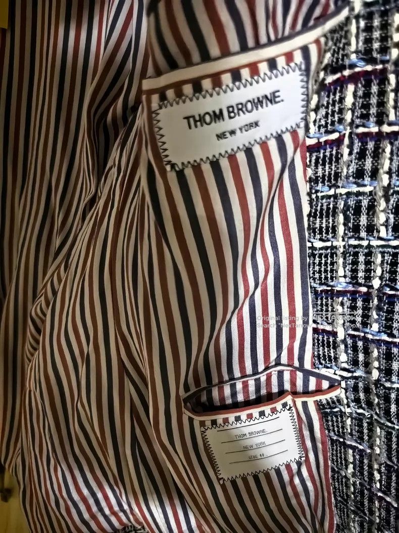 Thom Browne Thom Browne Multi Wool Silk Striped Plaid Fitted Blazer Size Size L / US 10 / IT 46 - 8 Thumbnail