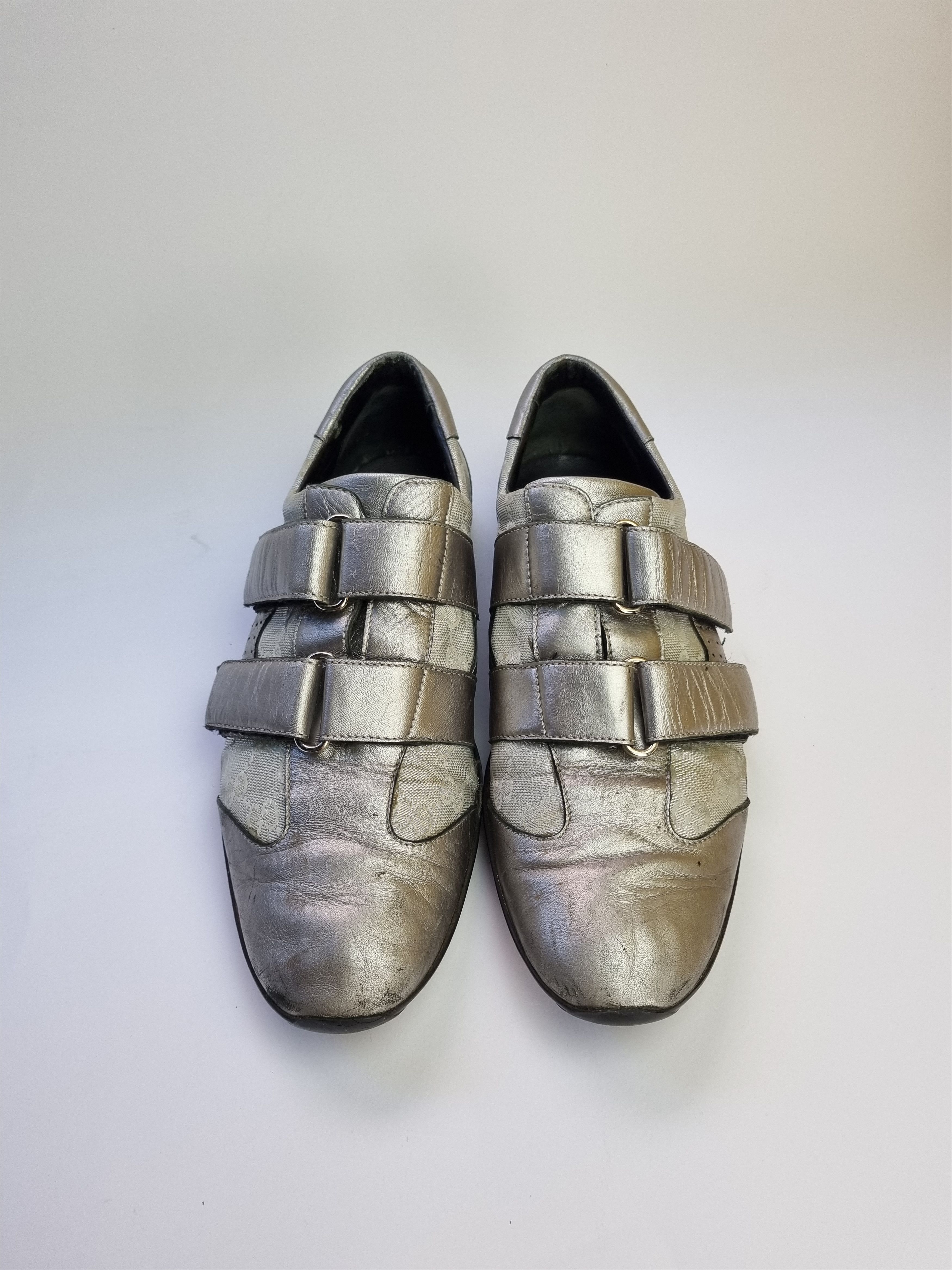 Gucci × Vintage Gucci Monogram Leather Metallic Italian Sneakers 091838 Size US 8 / EU 41 - 4 Thumbnail