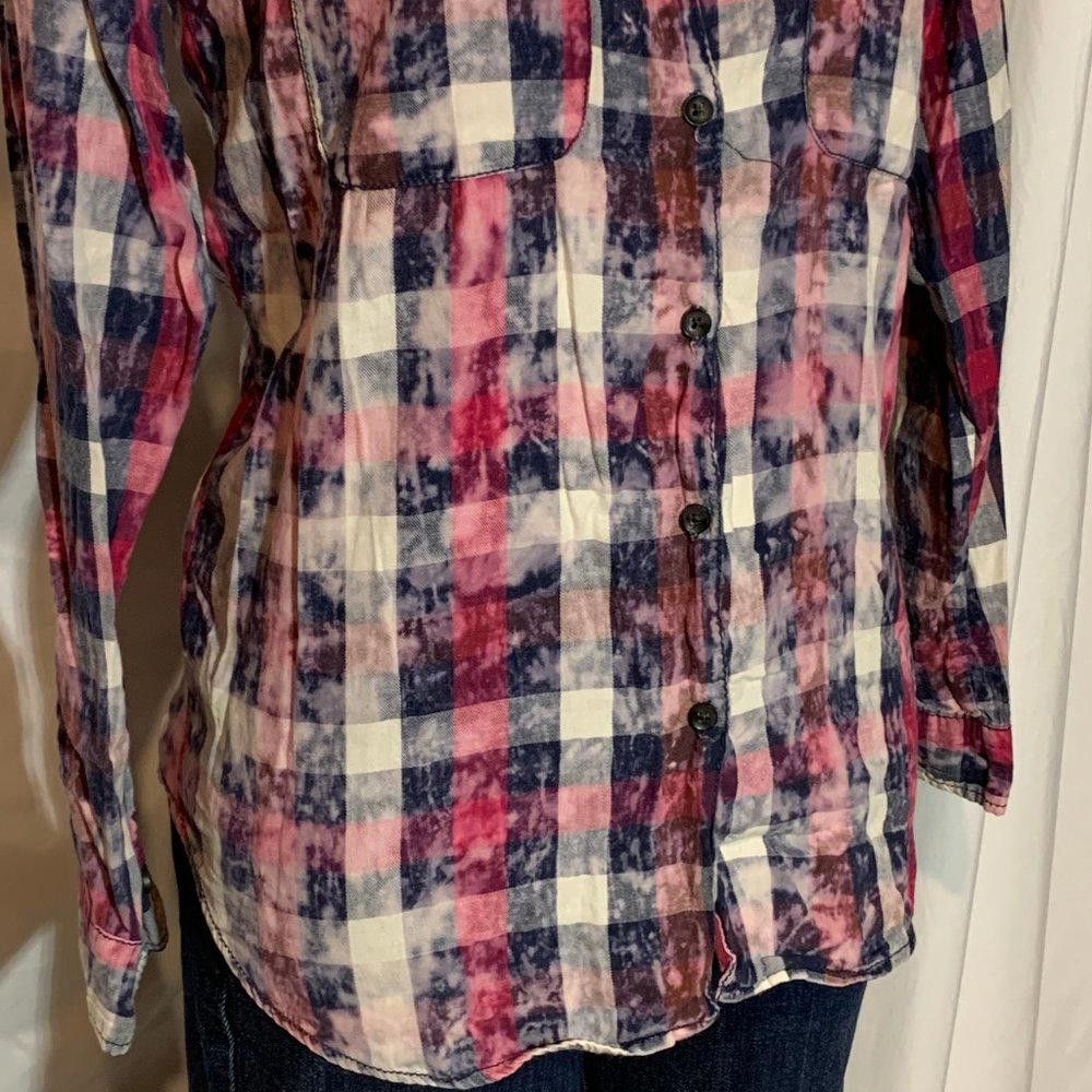 Designer Vanilla Star Bleach Distressed Plaid Button Down S Size S / US 4 / IT 40 - 7 Thumbnail