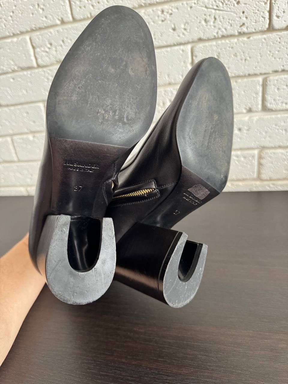 Jil Sander JIL SANDER leather black boots heels Size US 7 / IT 37 - 8 Thumbnail