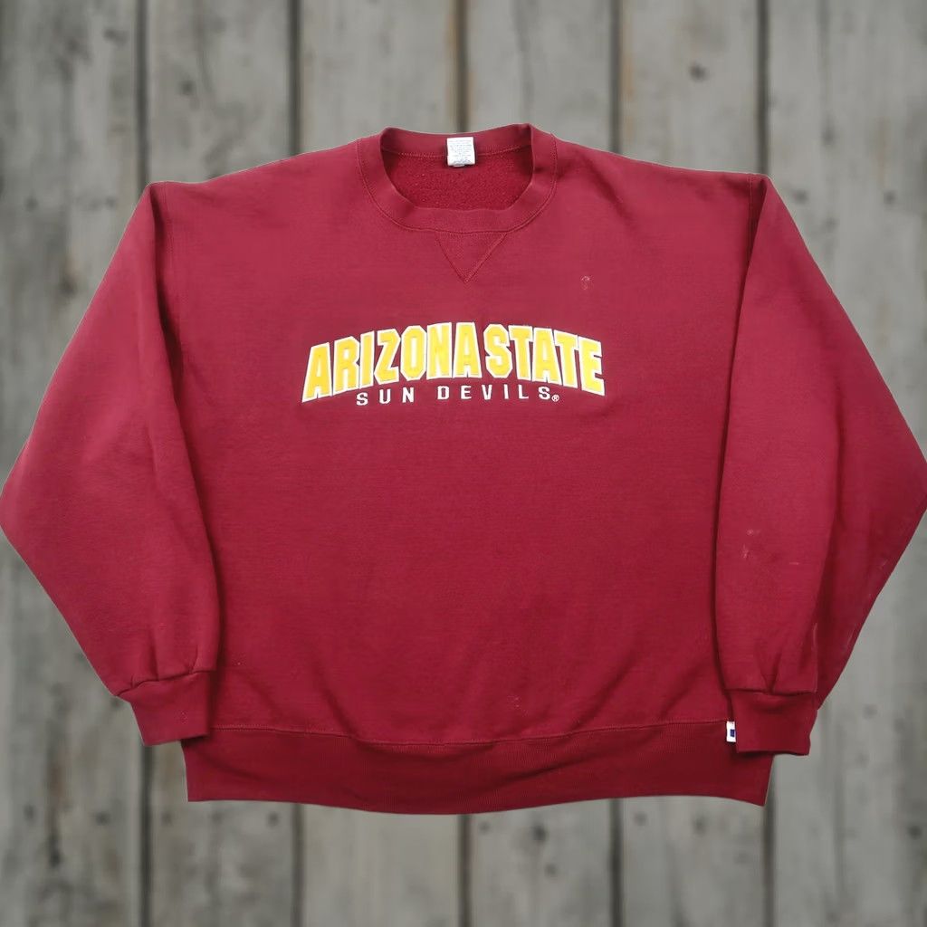Russell Athletic VTG Russell Athletic Arizona State Sun Devils Sweatshirt XL Maroon Crewneck ASU Men Red Graphic Print All Seasons Size US XL / EU 56 / 4 - 1 Thumbnail