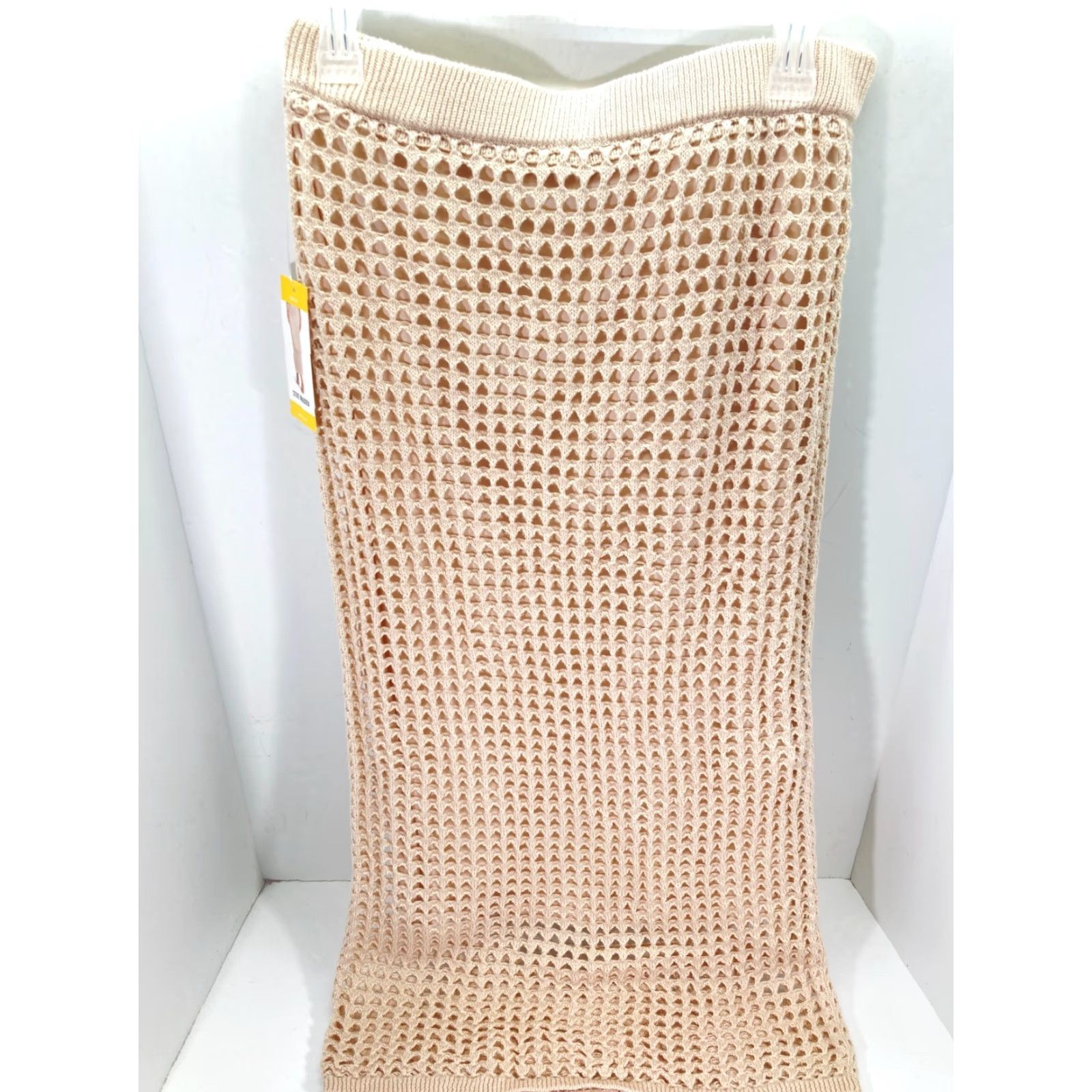 Steve Madden Steve Madden Crochet Straight Skirt Womens Medium Beige Knit Lined Elastic Waist Midi Skirt, Casual Beach Bohemian Size 32" / US 10 / IT 46 - 4 Thumbnail