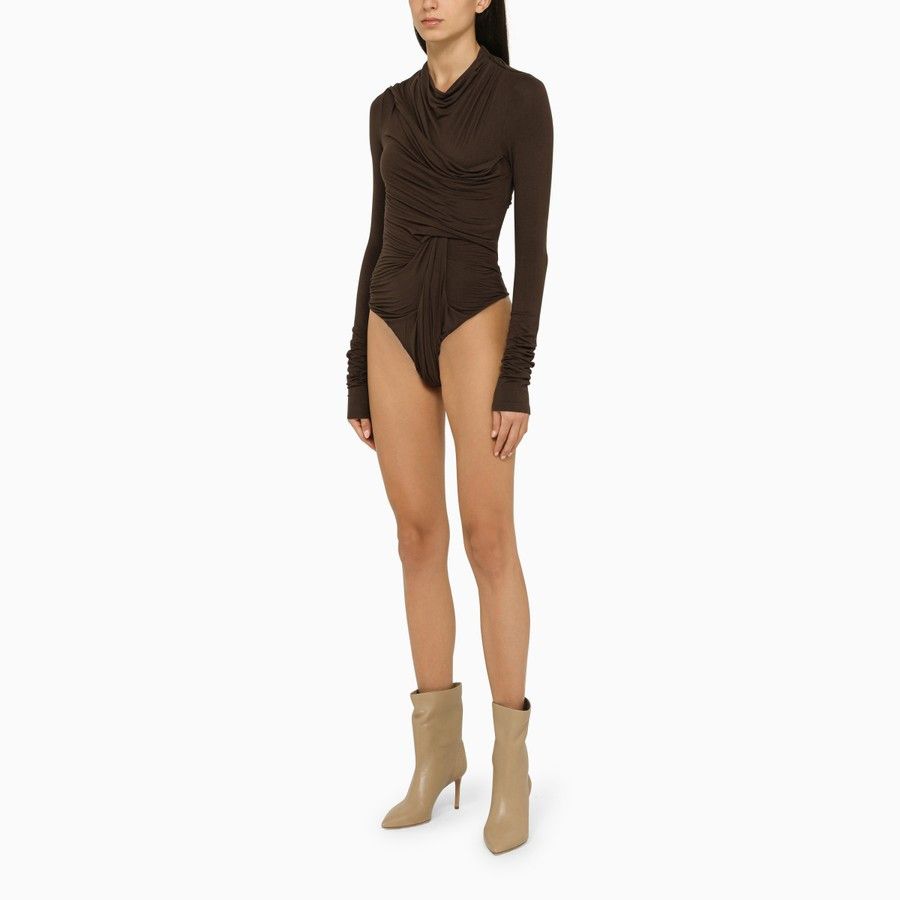 Entire Studios o1d2blof0824 Draped Viscose Syrup Bodysuit in Brown Size XS / US 0-2 / IT 36-38 - 2 Thumbnail