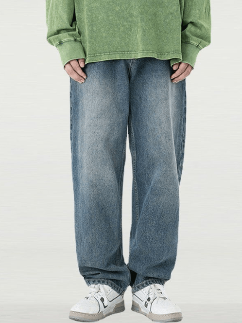 Japanese Brand Loose versatile trendy straight washed jeans y2k Size US 32 / EU 48 - 3 Thumbnail