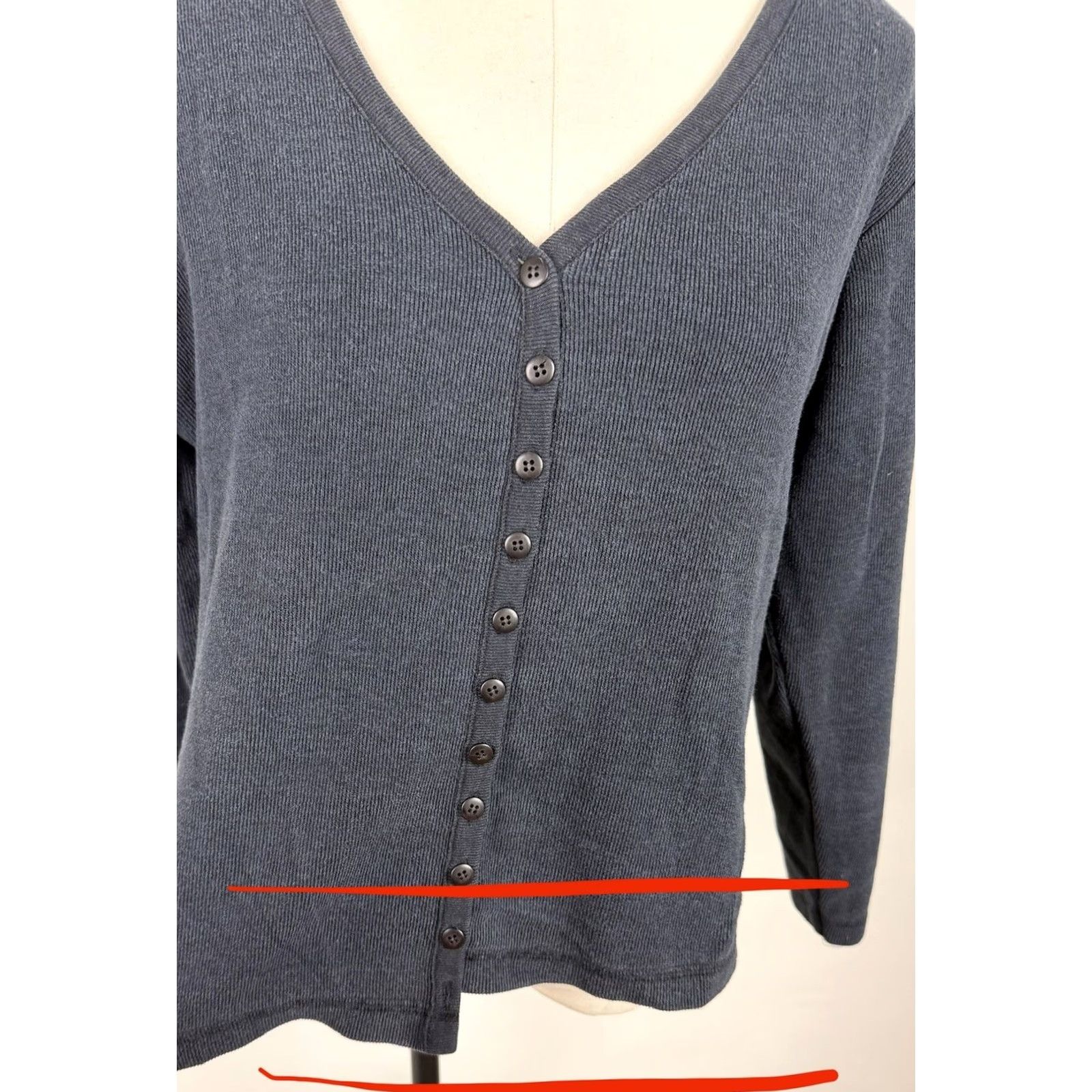 Vintage VINTAGE New York Style Blouse Shirt Womens M Black 90s Knit Lightweight Button Front AS IS Size M / US 6-8 / IT 42-44 - 4 Thumbnail