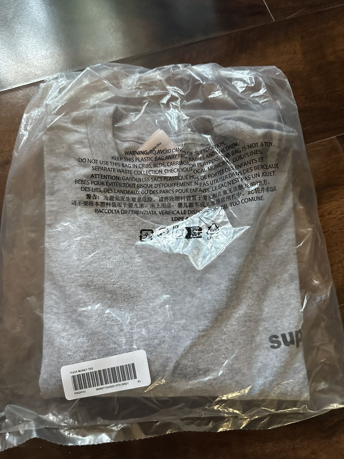 Supreme Supreme Fuck Money Tee Heather Gray FW24 Size US XL / EU 56 / 4 - 3 Thumbnail