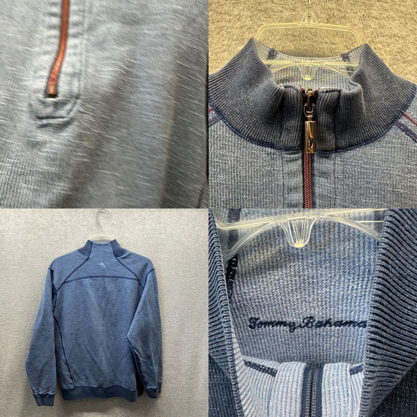 Tommy Bahama Tommy Bahama Mens Adult Medium Blue Reversible Pima Cotton Sweatshirt Sweater Size US M / EU 48-50 / 2 - 8 Thumbnail