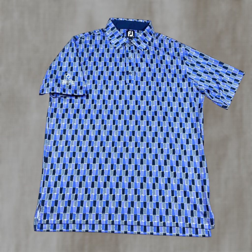 Footjoy FootJoy Polo Shirt Men Large Purple Geometric Orangeburg Country Club Golf Adult Size US L / EU 52-54 / 3 - 1 Thumbnail