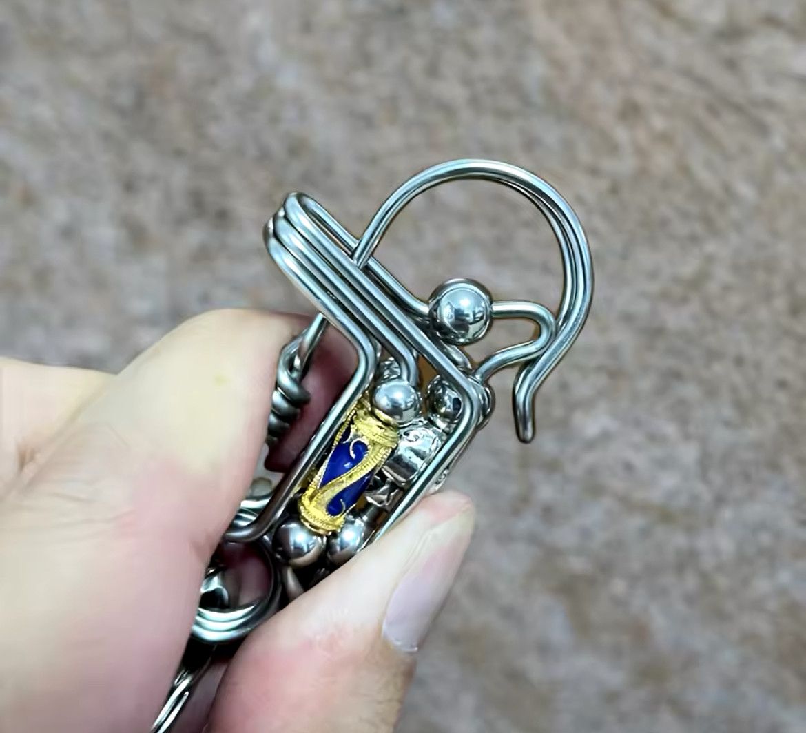 Jewelry Handmade Skull Head Matte Blue Wired Key Decoration Size ONE SIZE - 6 Thumbnail