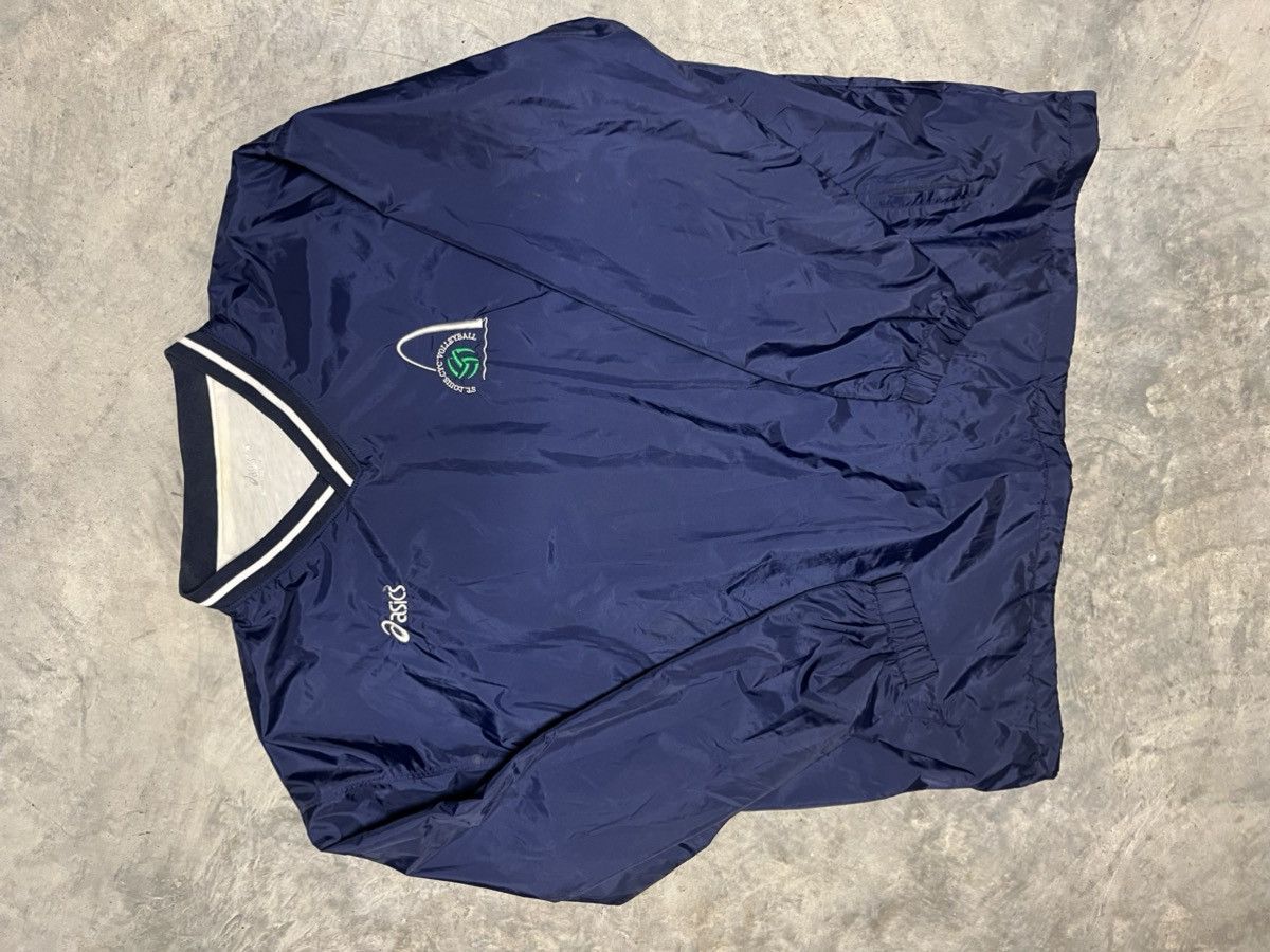 Asics navy blue and white asics windbreaker pullover sweatshirt Size US XL / EU 56 / 4 - 2 Thumbnail