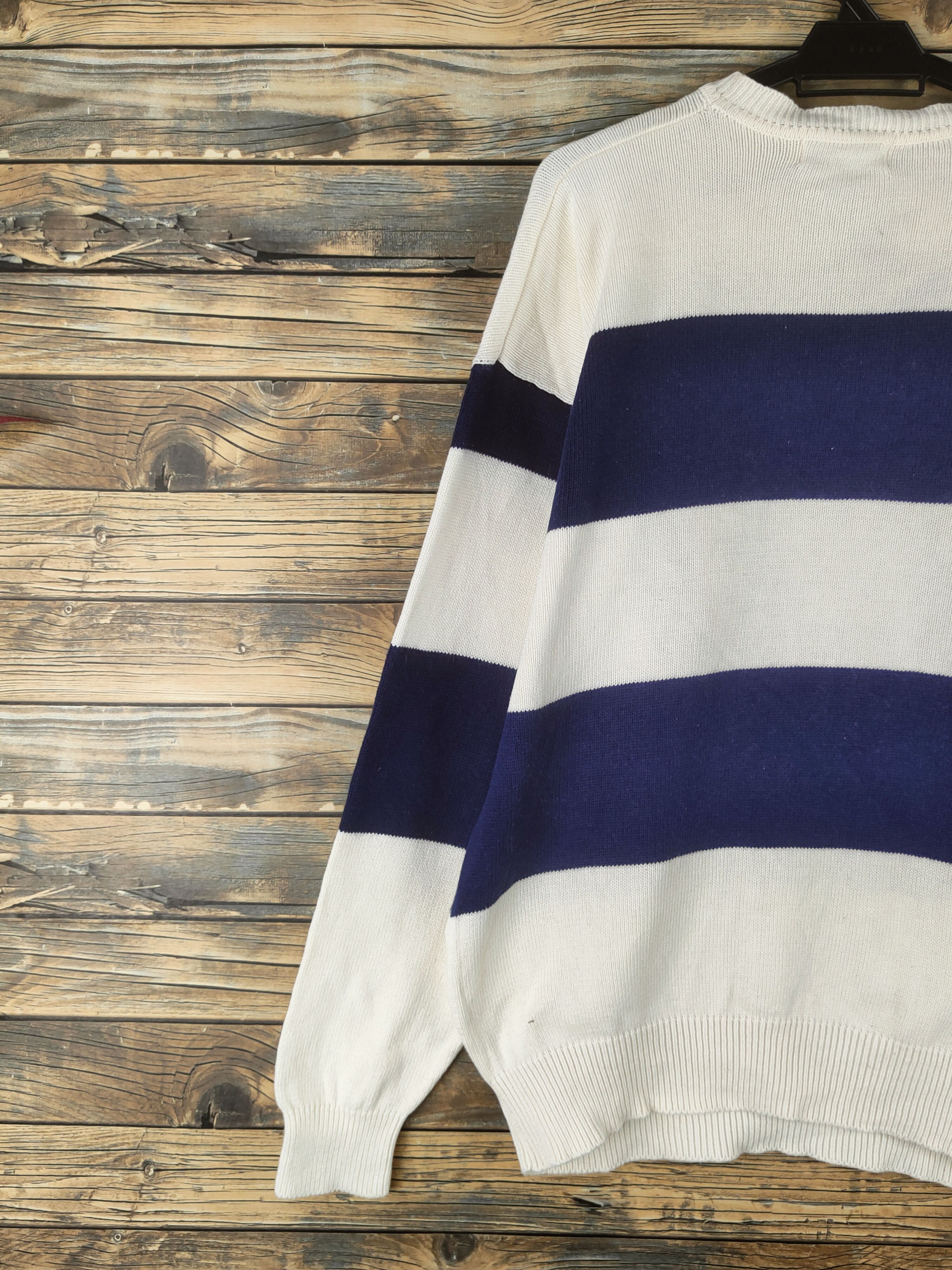 Japanese Brand DL Pno Vanlia Ivory Navy Knitwear Sweatshirts #46-127 Size US L / EU 52-54 / 3 - 8 Thumbnail
