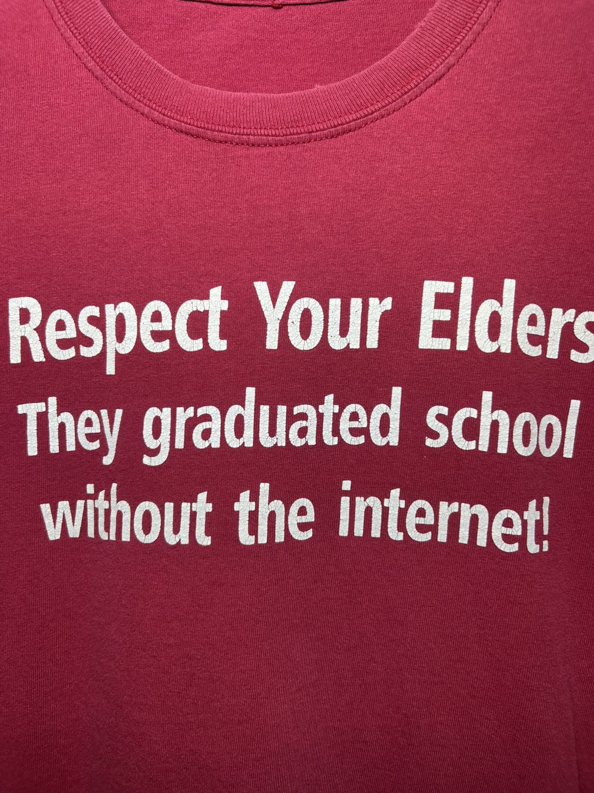 Band Tees × Vintage Red Vintage Y2K Adult Humor T-Shirt “Respect Your Elders” Size US M / EU 48-50 / 2 - 3 Thumbnail