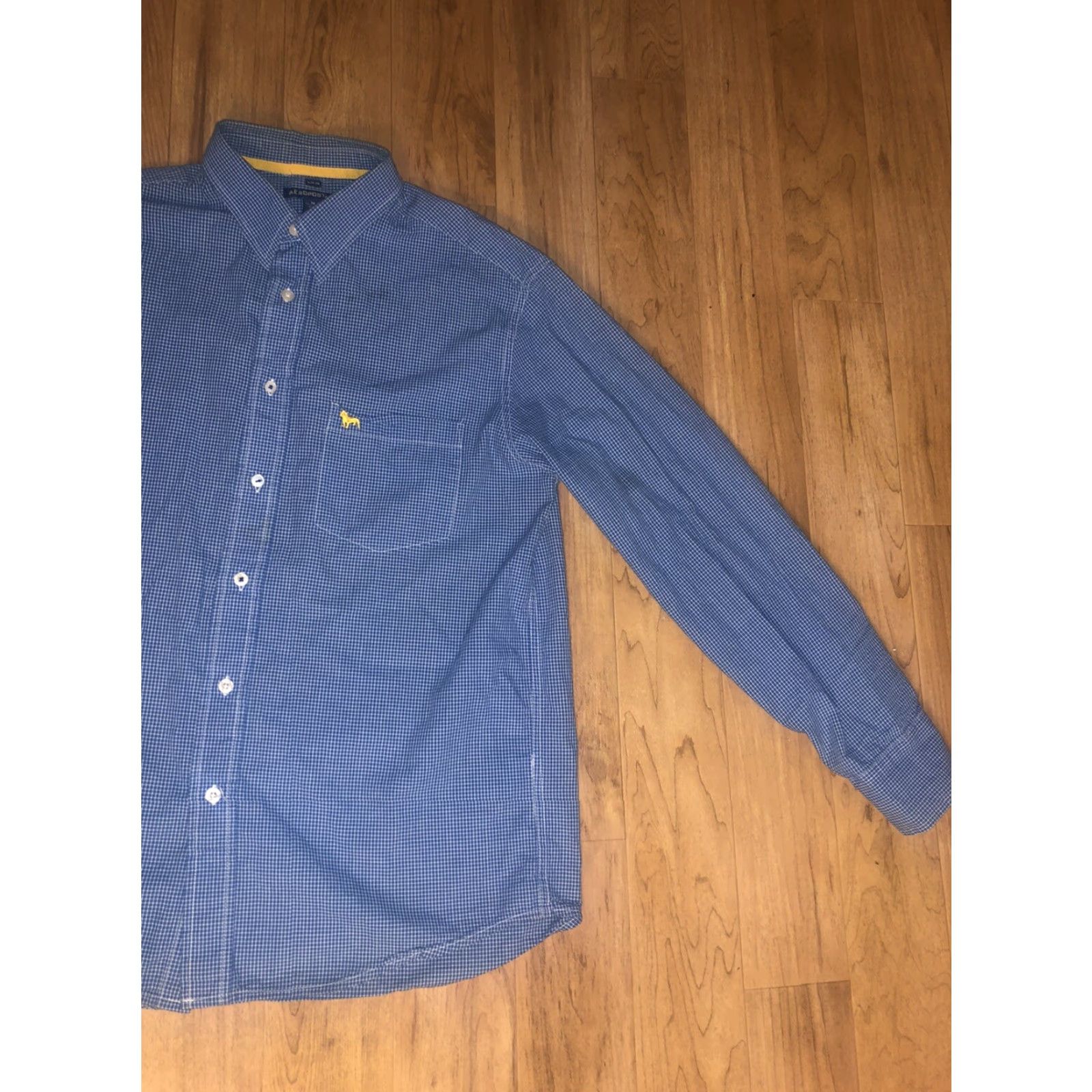Vintage Aéropostale Shirt Slim Fit Men M Plaid Button-Up Long Sleeve Blue Casual Formal 90s Preppy Designer Carriage? Size US M / EU 48-50 / 2 - 6 Thumbnail
