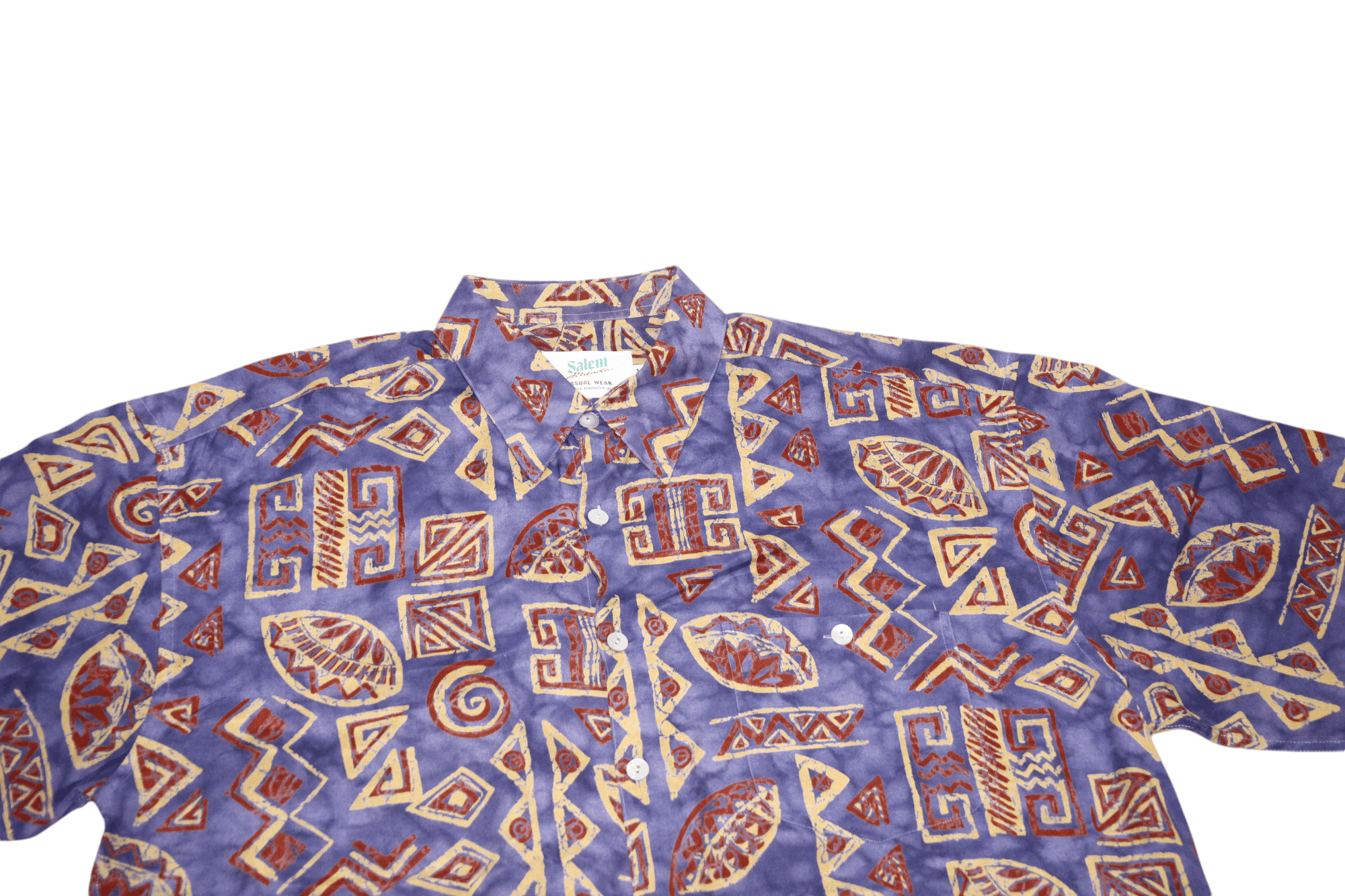 Salem Sportswear 80s Salem USA abstract printed viscose party hawaiian shirt Size US XL / EU 56 / 4 - 2 Thumbnail