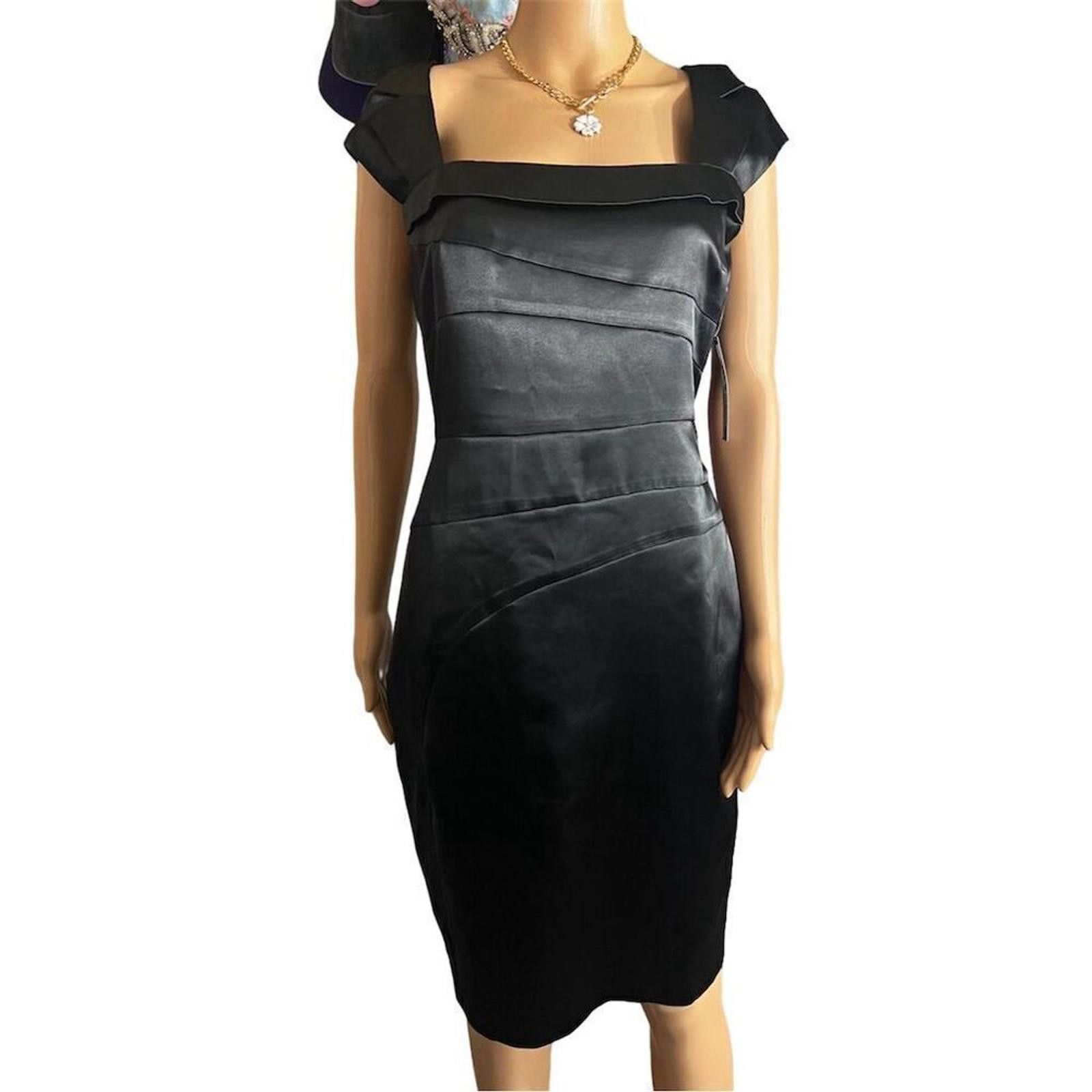 Other New York & Company Black Satin Sheath Dress 6 Knee Length Size M / US 6-8 / IT 42-44 - 4 Thumbnail
