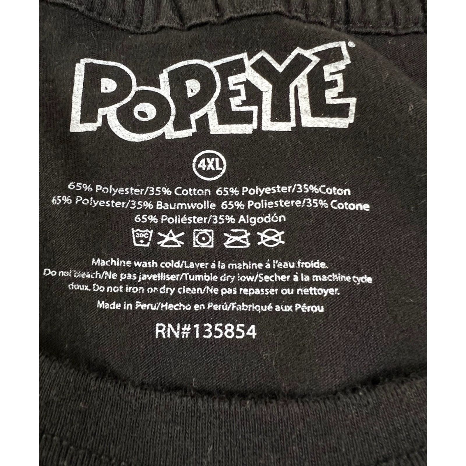 Vintage Popeye The Sailor 4XL T-Shirt Black White AOP Mens Short Sleeve Graffiti Beast Y2K Print Modern Vintage Style Size US XXL / EU 58 / 5 - 4 Thumbnail